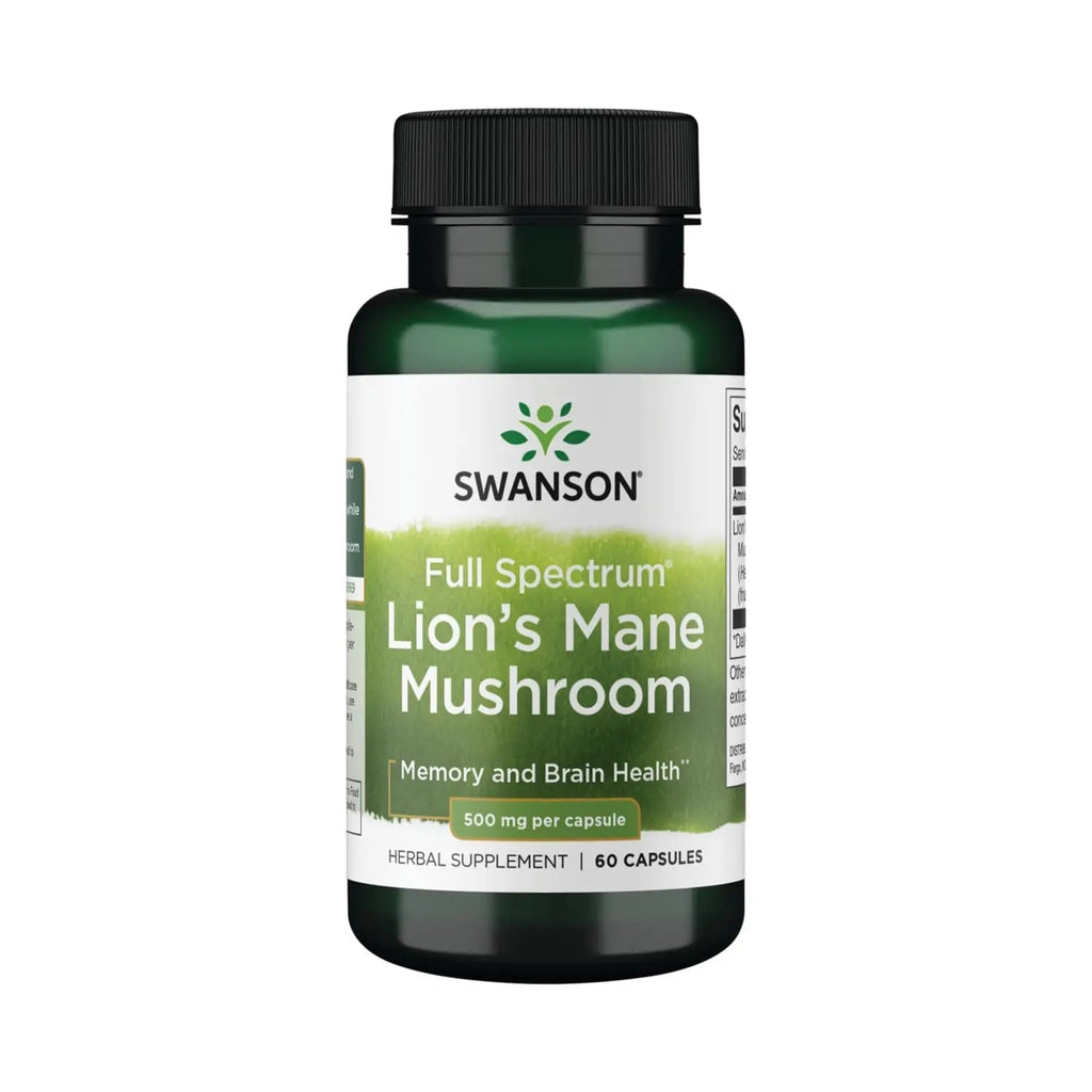 Swanson Lion's Mane Mushroom Capsules - 500 mg Each, 60 Capsules - TrustMedUSA