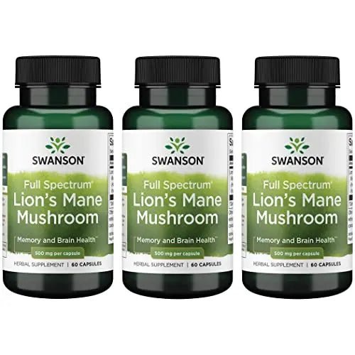 Swanson Lion's Mane Mushroom Capsules - 500 mg Each, 60 Capsules - TrustMedUSA