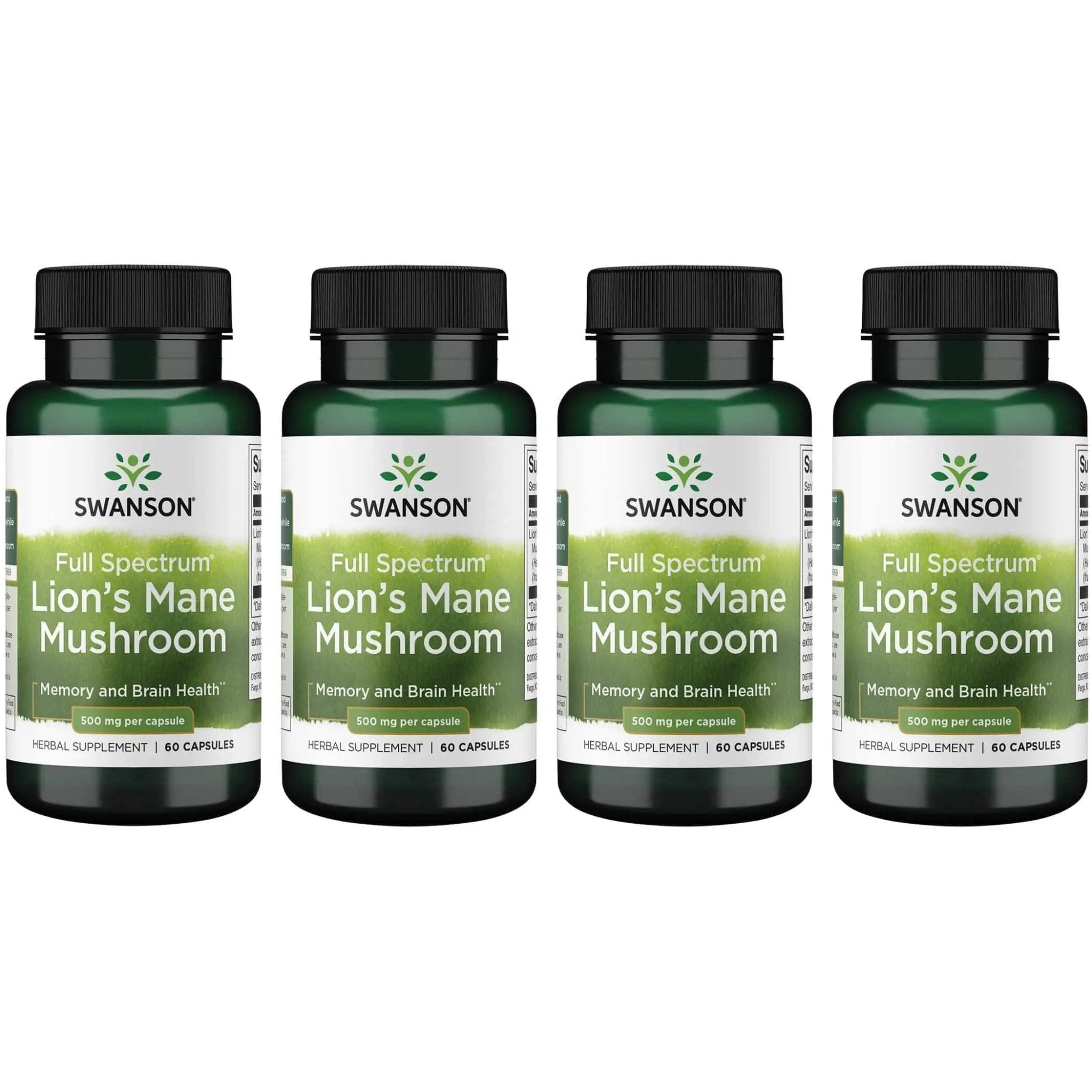 Swanson Lion's Mane Mushroom Capsules - 500 mg Each, 60 Capsules - TrustMedUSA