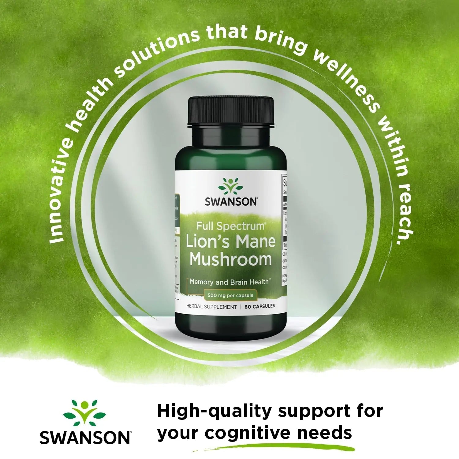 Swanson Lion's Mane Mushroom Capsules - 500 mg Each, 60 Capsules - TrustMedUSA