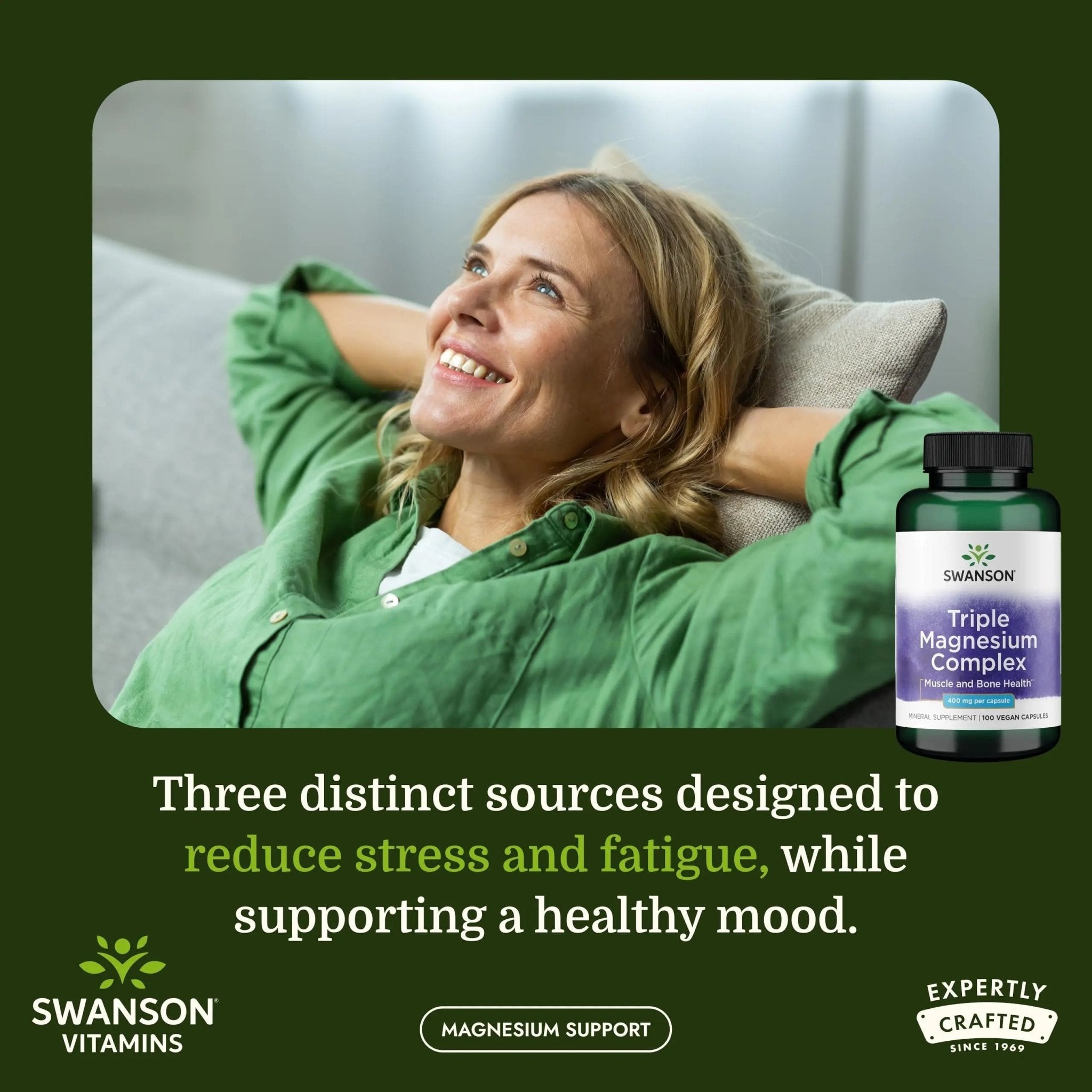 Swanson Triple Magnesium Complex - 100 Capsules, 400mg Each - TrustMedUSA