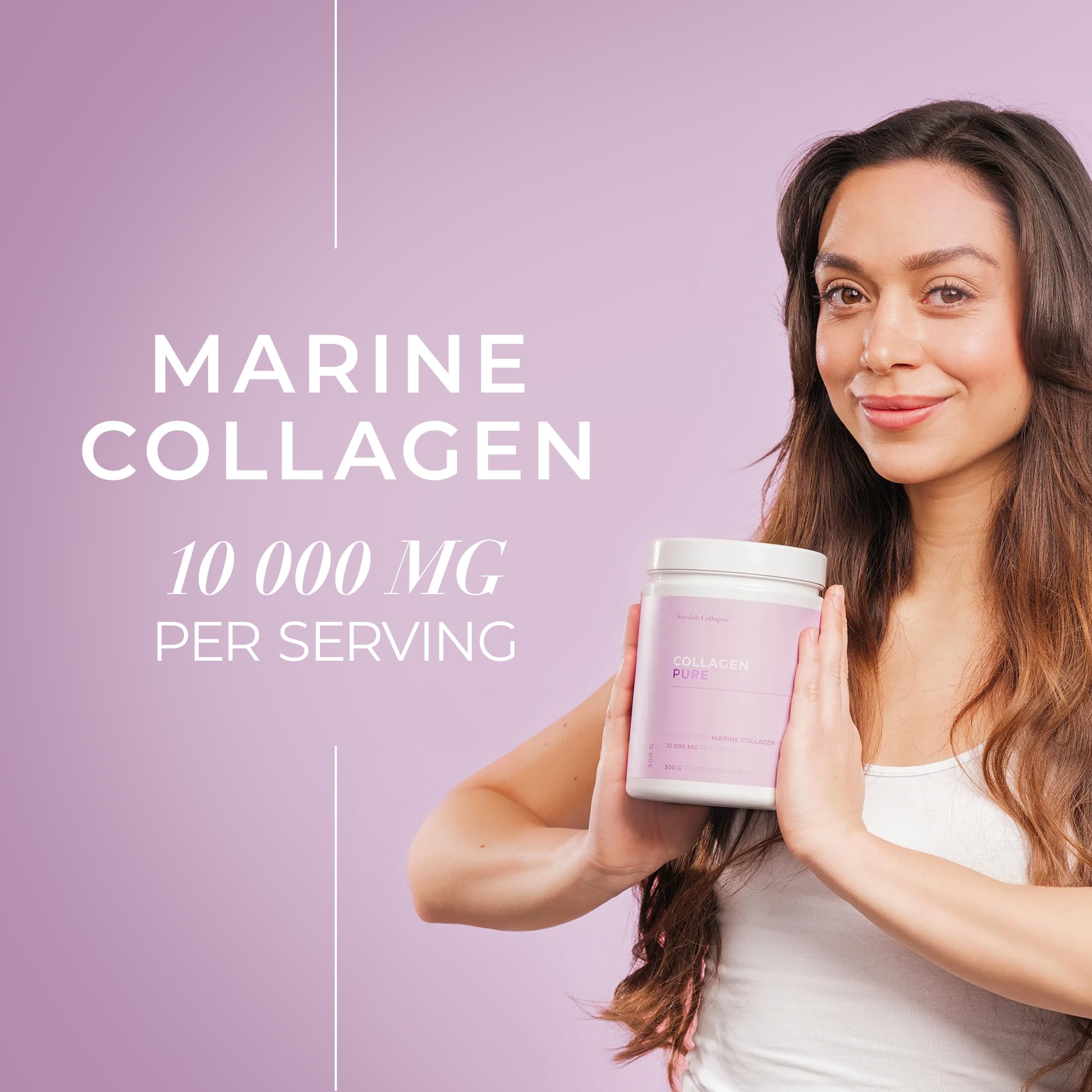 Swedish Collagen - Hydrolyzed Marine Collagen 10,000 mg Powder Supplement - Pack of 300 g, 30 Day Supply | Pure Peptide for Healthy Hair, Skin, Nails & Joints I 100% Natural & Gluten Free | Sugar-Free - Maple Wellness Supplements