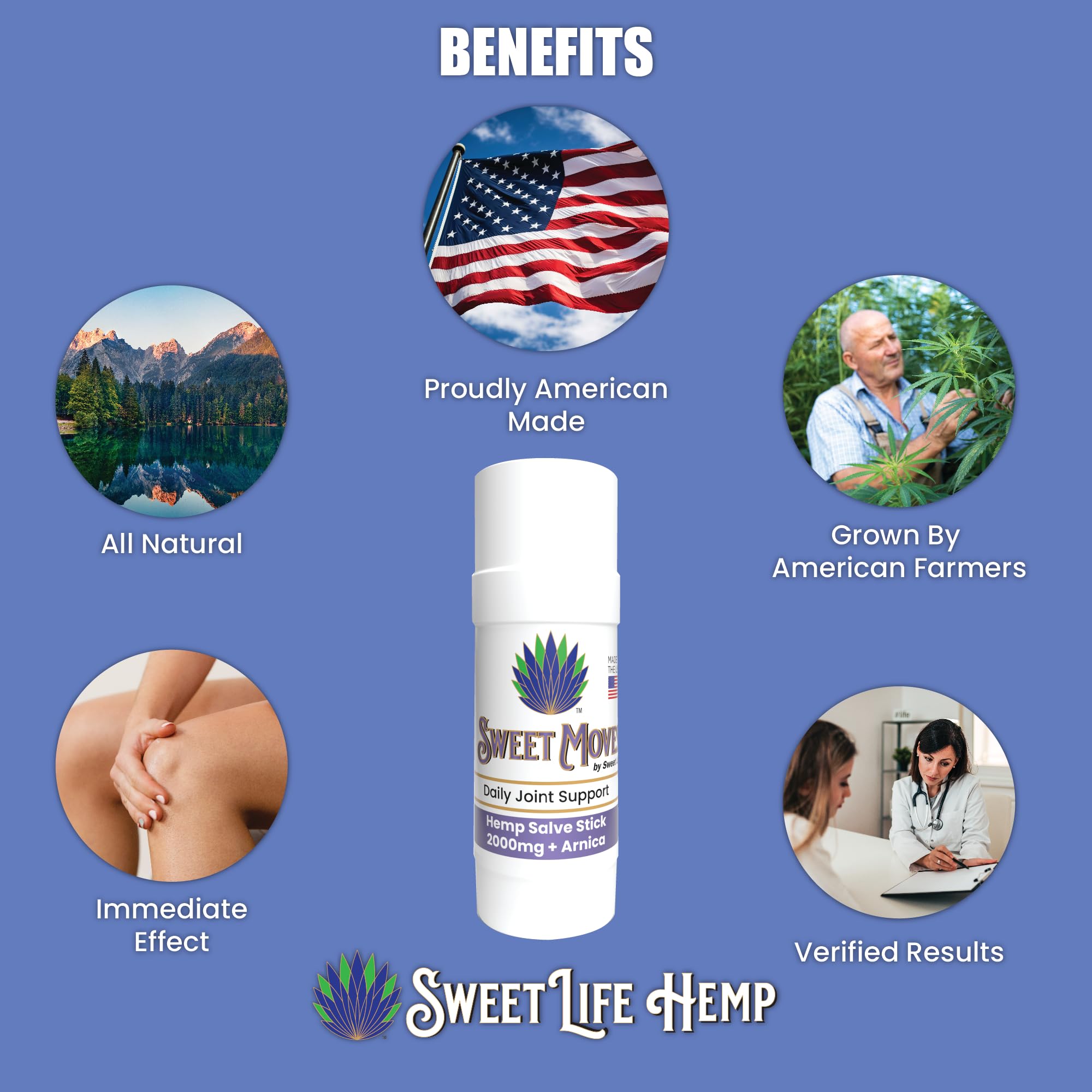 Sweet Life | Hemp Salve Stick | 2000mg | Small Business | Organic | Body Balm | Muscle Comfort - TrustMedUSA