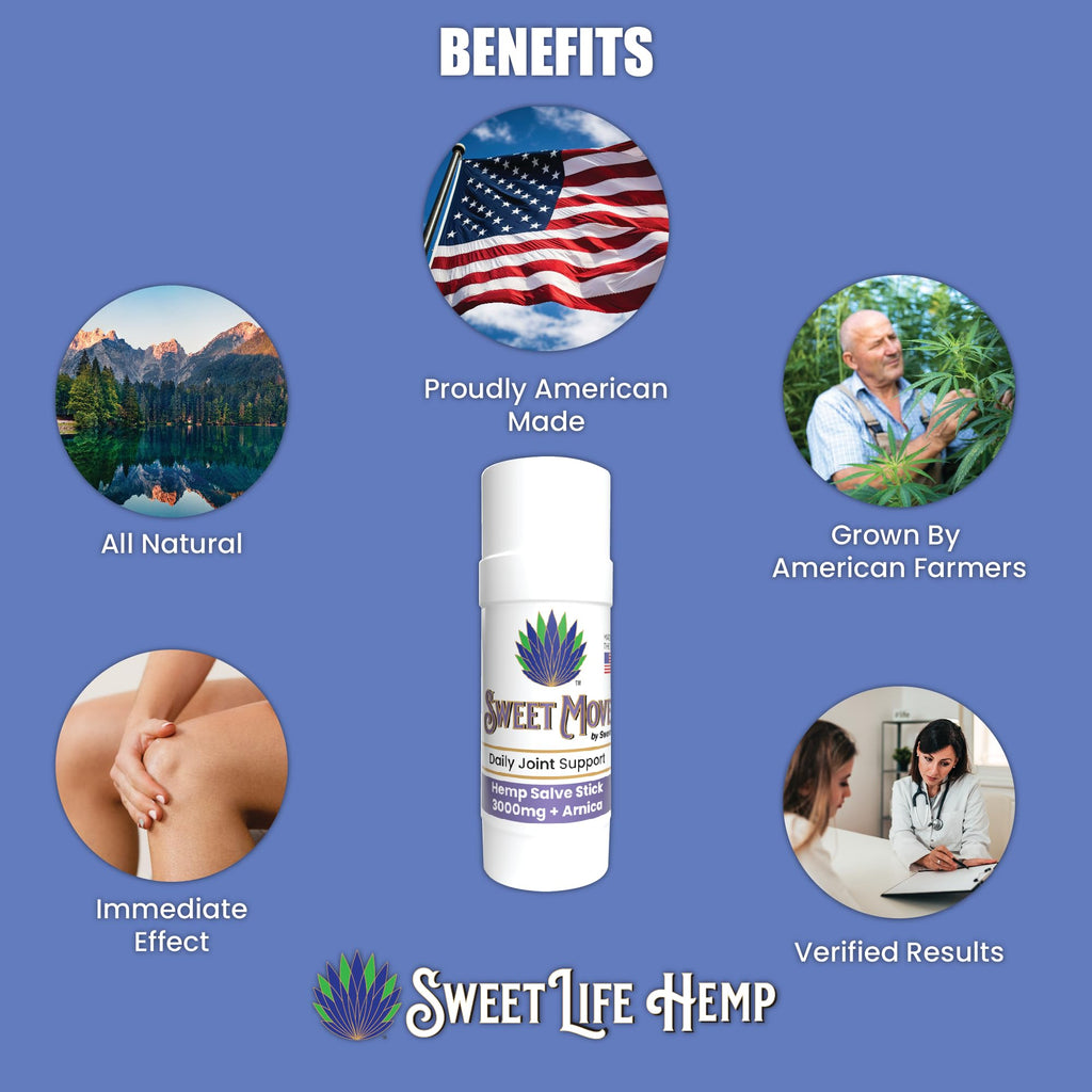 Sweet Life | Hemp Salve Stick | 3000mg | Organic Botanical Balm | Twist-Up Applicator | Small Business | Muscle & Joint Comfort - TrustMedUSA