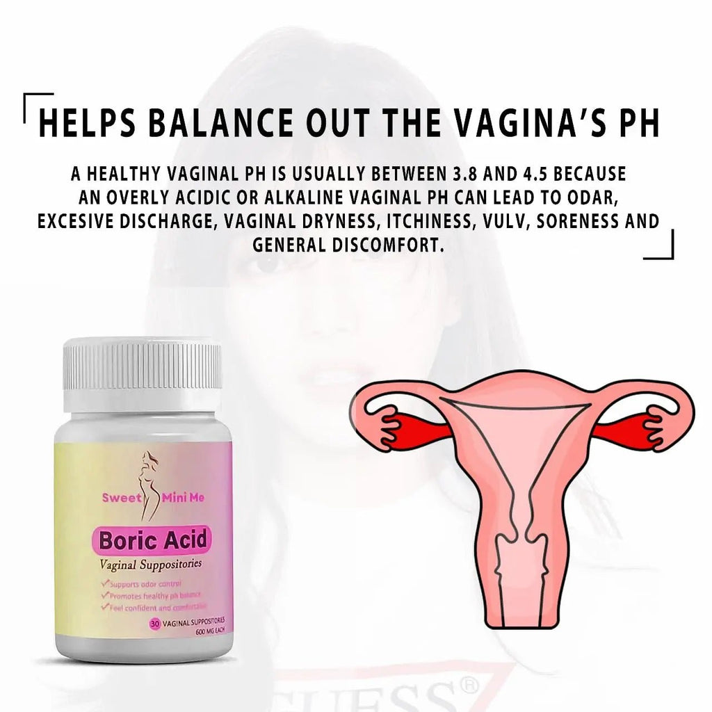 Sweet Mini Me 600mg Boric Acid Suppositories – Natural Vaginal Health Support for Women – pH Balance, Odor & Itch Relief – 30 Count Capsules - TrustMedUSA