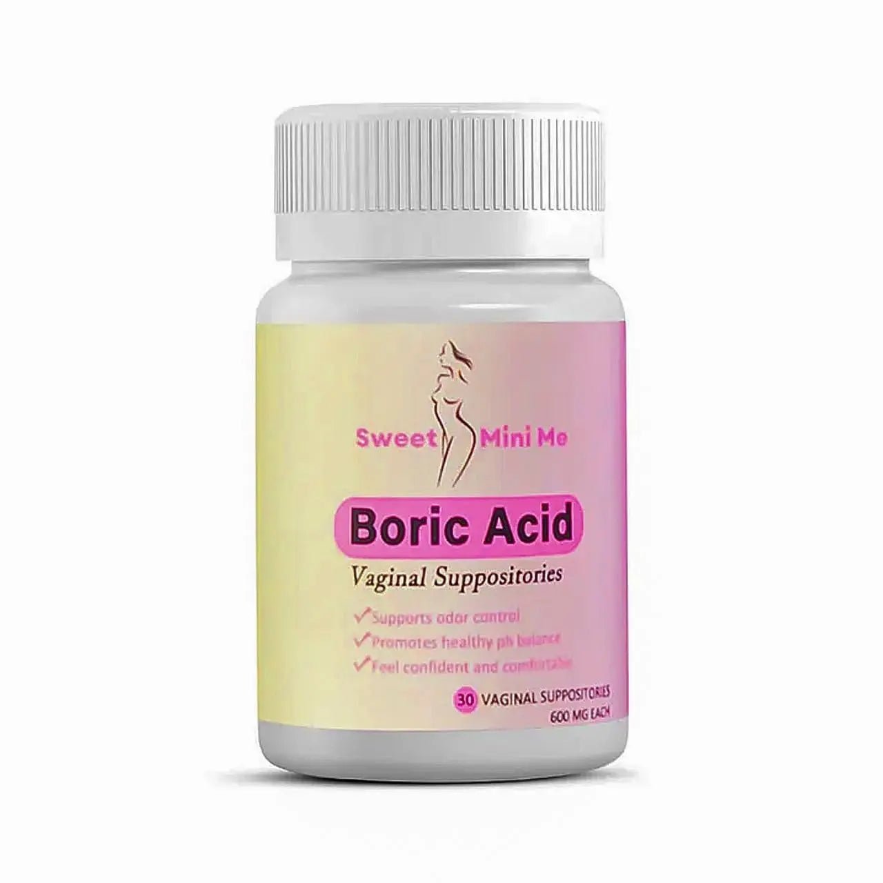 Sweet Mini Me 600mg Boric Acid Suppositories – Natural Vaginal Health Support for Women – pH Balance, Odor & Itch Relief – 30 Count Capsules - TrustMedUSA