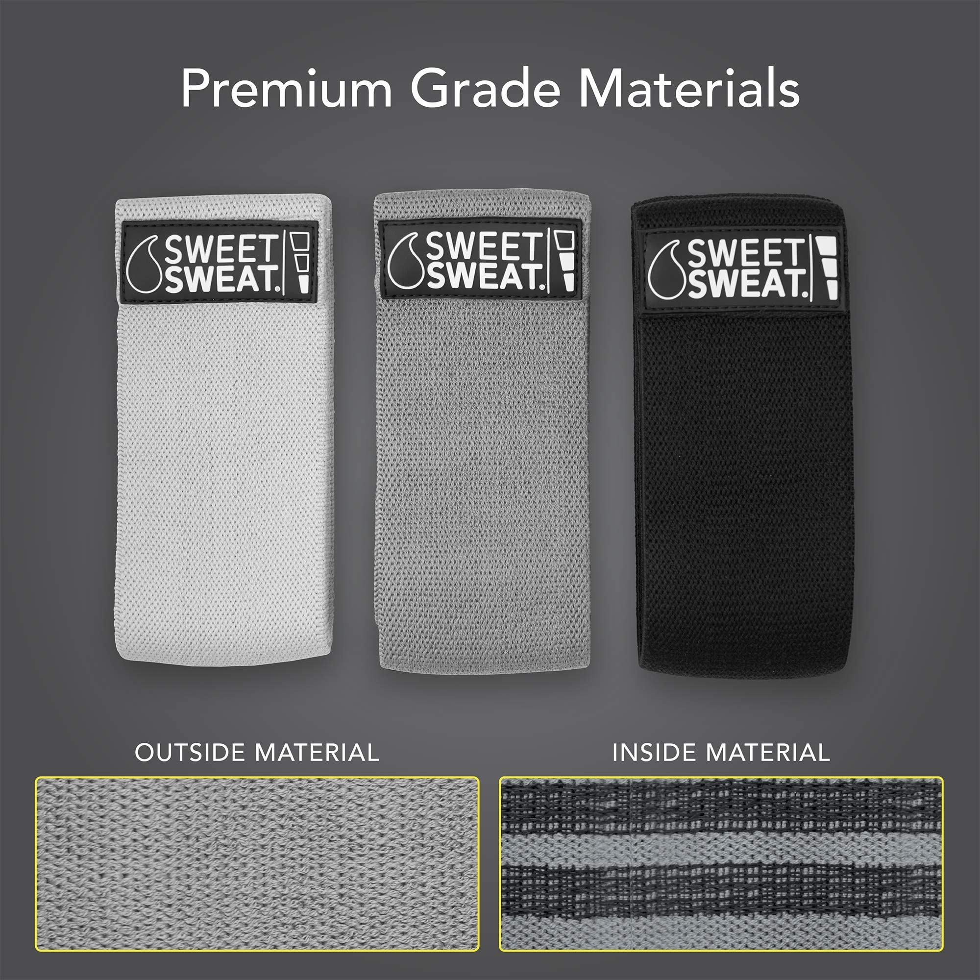 Sweet Sweat Hip Bands with 3 Levels of Resistance | Non-Slip Fabric Booty Bands for Squats & Lunges | Includes Free Mesh Carrying Bag - Maple Wellness Supplements