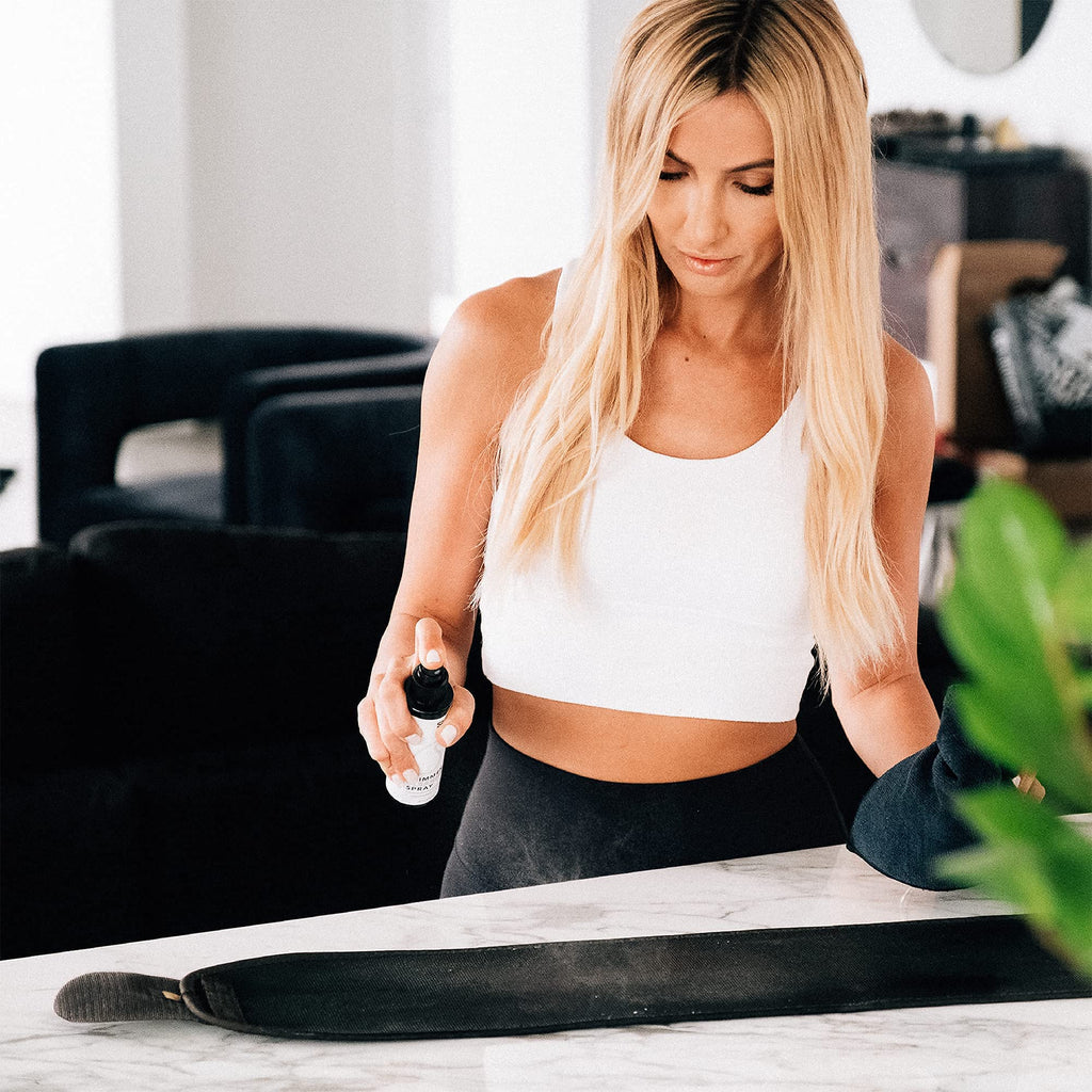Sweet Sweat Waist Trimmer Cleaning Spray | Freshen & Clean Neoprene Trimmers, Yoga Mat, Gym Equipment & More! | Made with Lemongrass & Sage Oil - 4oz. - Maple Wellness Supplements
