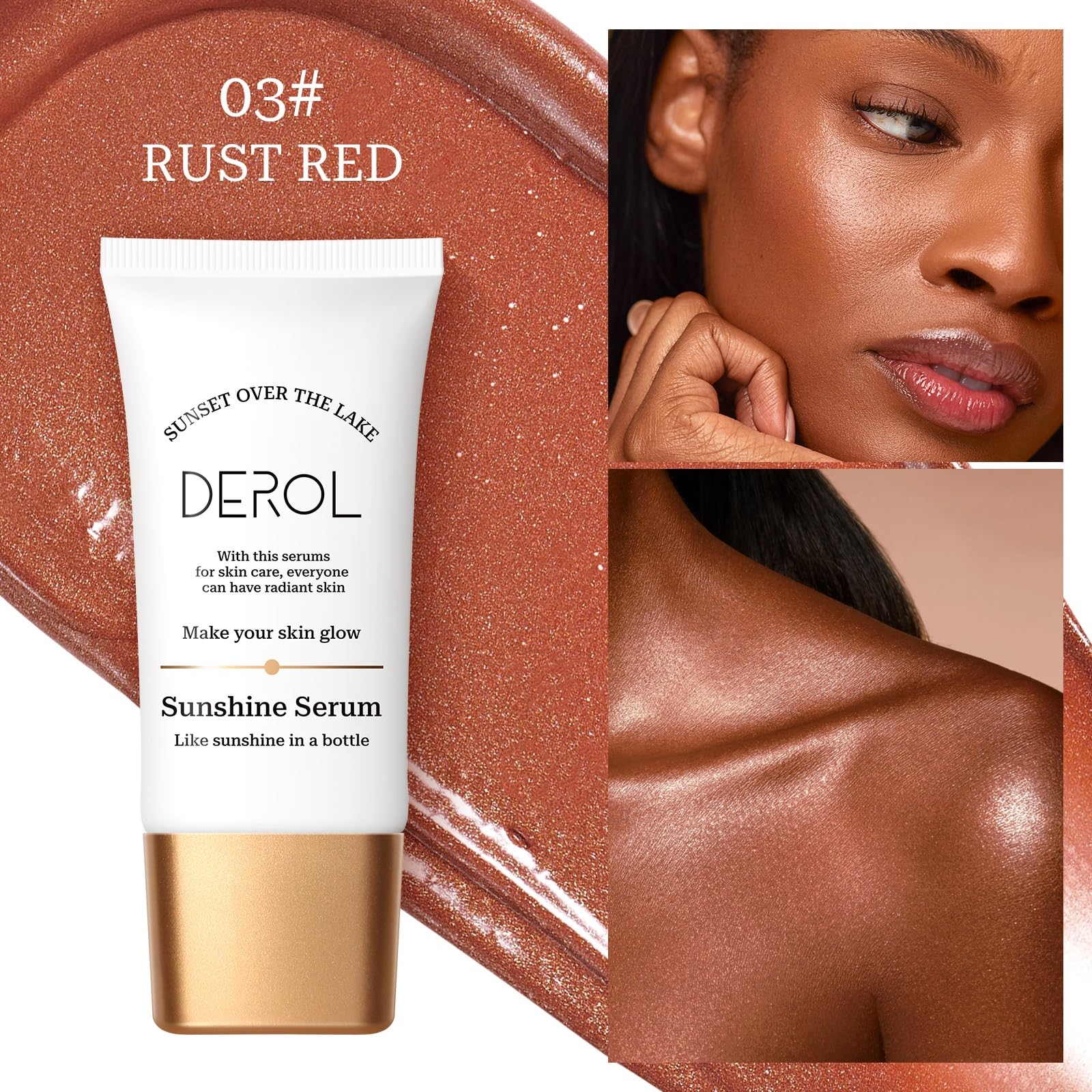 SWETIYOU Bronzing Drops, Lightweight and Non-greasy Liquid Bronzer for Face & Body, Instant Sunshine Glow Serum for Flawless Skin & Radiant Finish (RUST RED) - TrustMedUSA