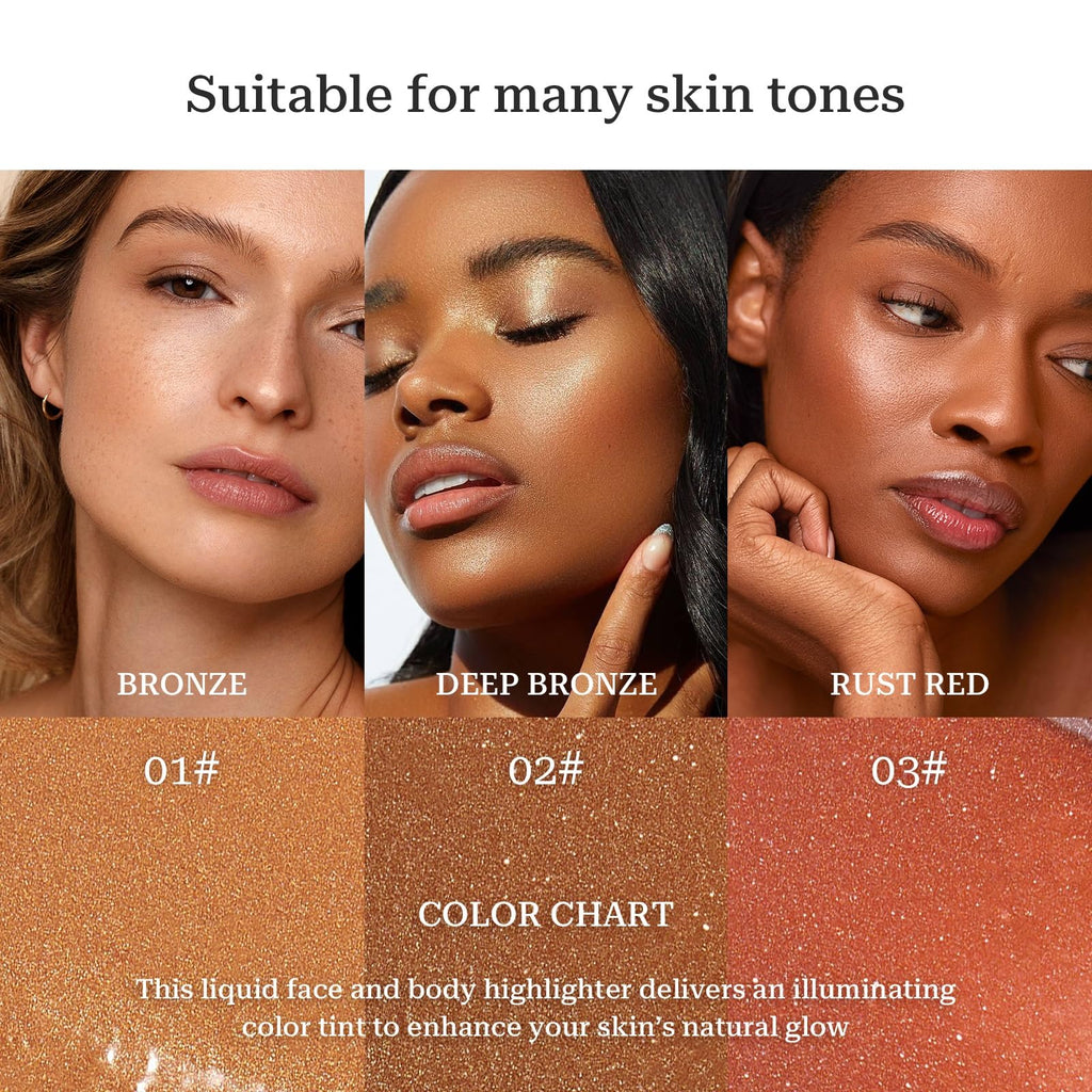 SWETIYOU Bronzing Drops, Lightweight and Non-greasy Liquid Bronzer for Face & Body, Instant Sunshine Glow Serum for Flawless Skin & Radiant Finish (RUST RED) - TrustMedUSA