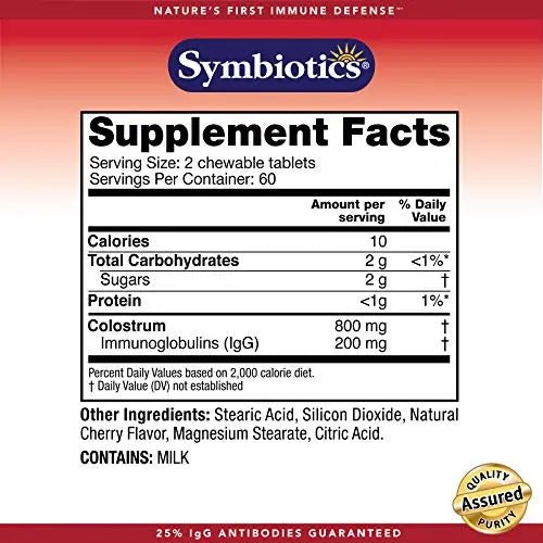 Symbiotics Colostrum 120ct Chewables Plus - Immunity Support for Adult & Kids - TrustMedUSA