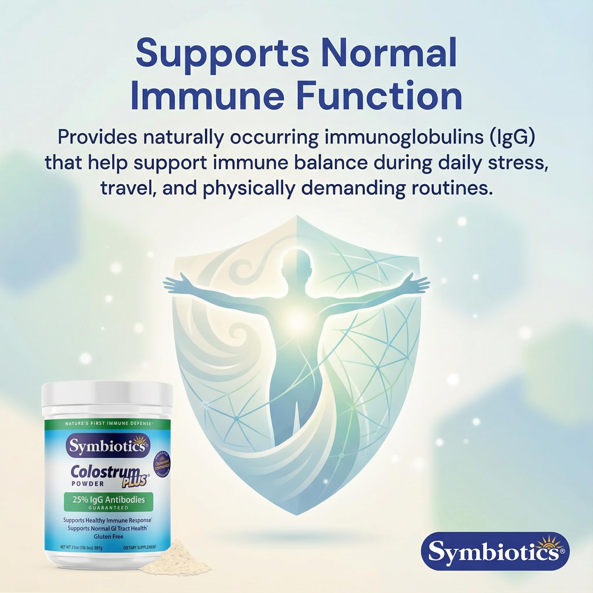 Symbiotics Colostrum Plus Powder 2.25 oz – Immune & Muscle Recovery Support, 25% IgG Immunoglobulins, Gut Health & Training Resilience, Unflavored, Gluten Free - 2.25 oz - TrustMedUSA