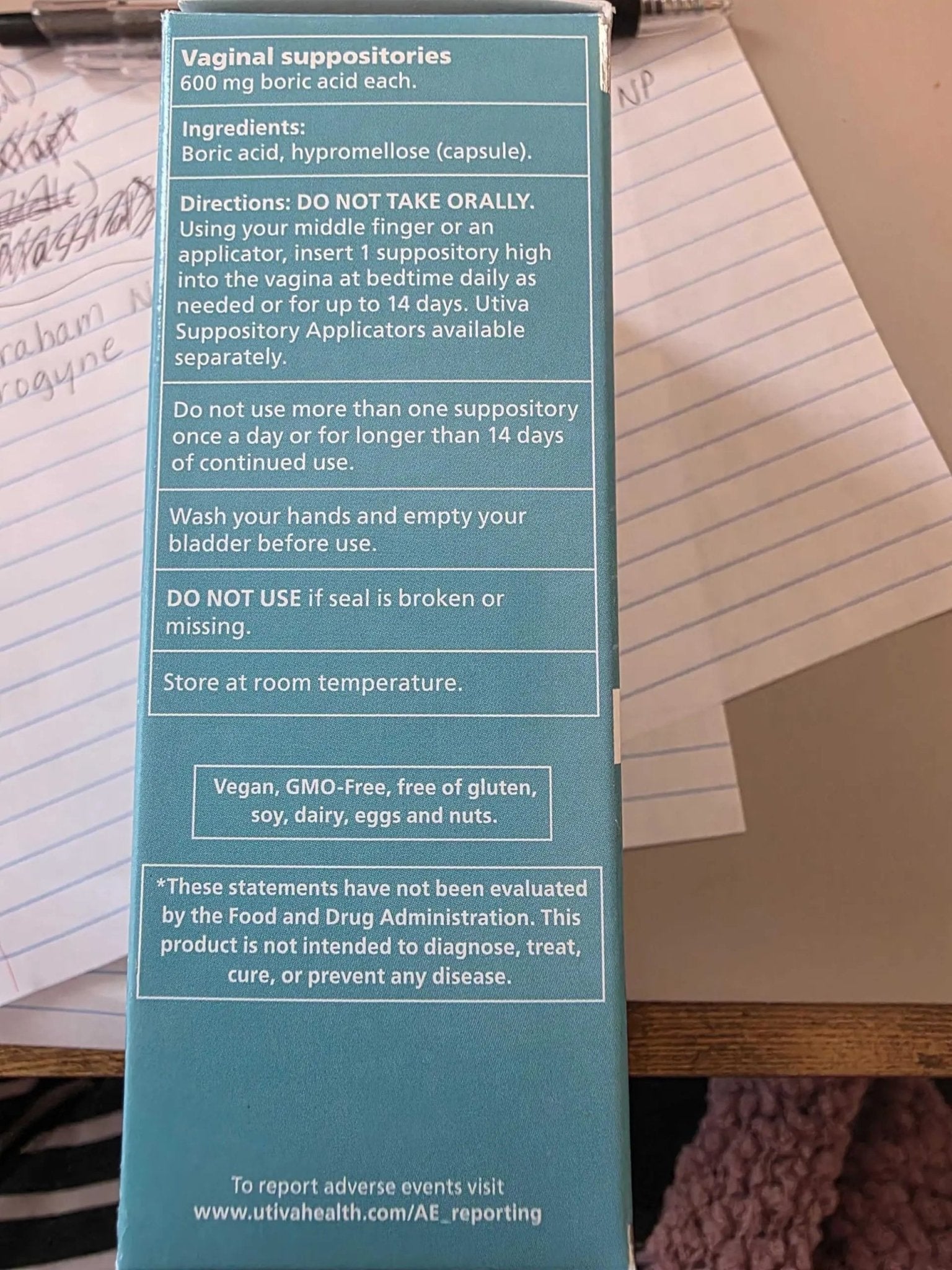 Szio+ Utiva Boric Acid Suppositories for Women - pH Balance - Feminine Care - 600mg Boric Acid to Lower pH and Support Vaginal Health, BV Treatment for Women, 30 Vaginal Suppositories - TrustMedUSA