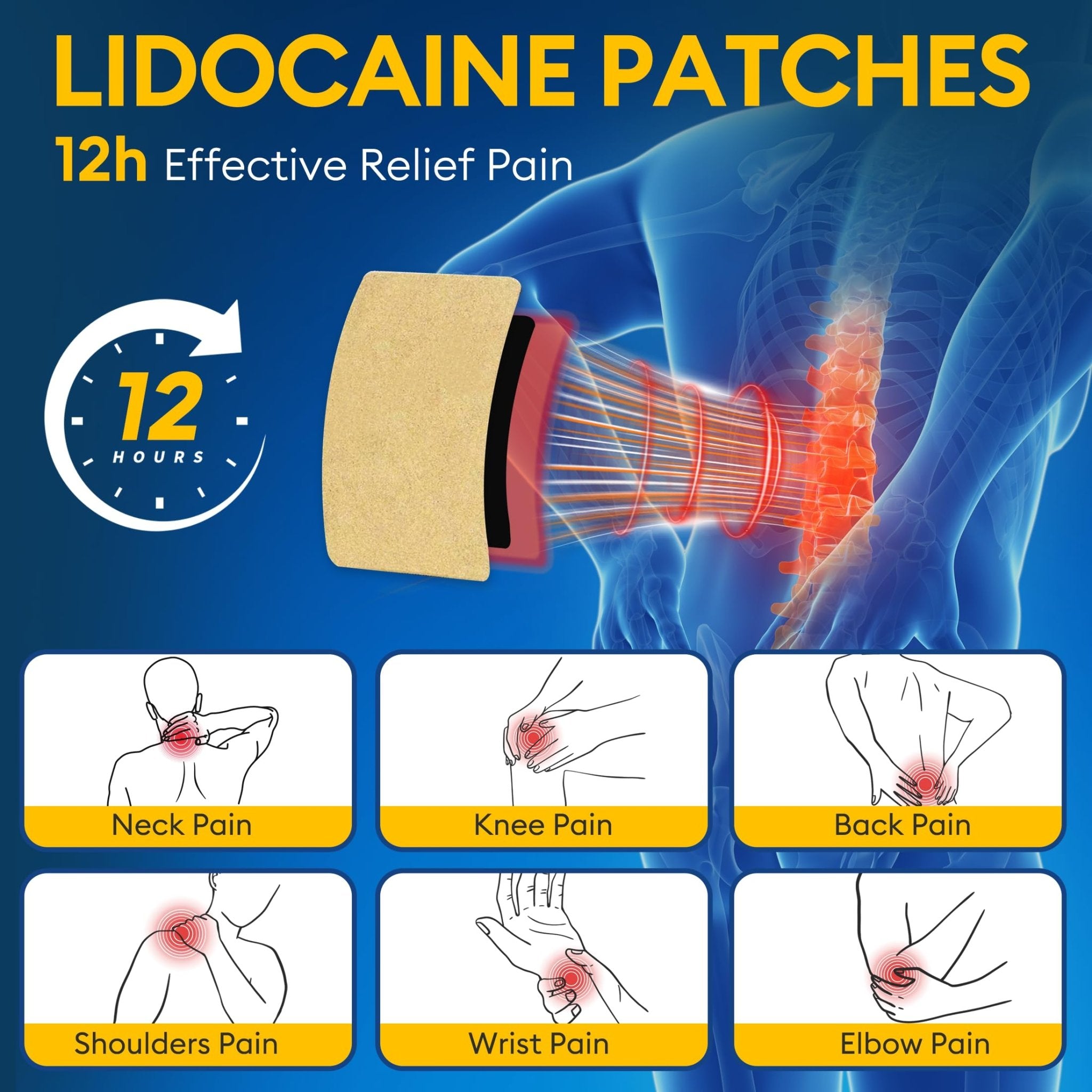 SZLGANG 4% Lidocaine Pain Relief Patches - (Large, 35, Count) Maximum Strength Relief for Back, Neck, Shoulder, Joint & Muscle Pain, 3.9”x 5.5”-03277 - TrustMedUSA