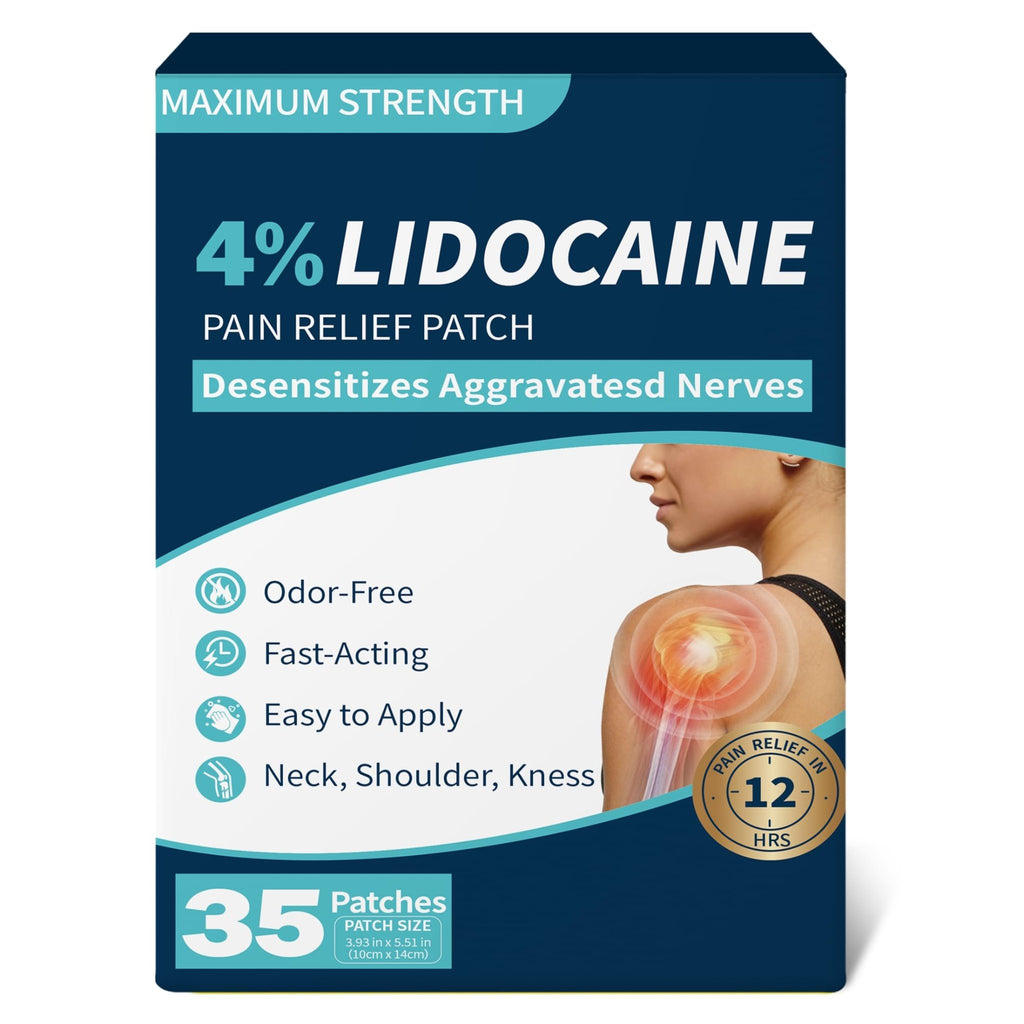 SZLGANG 4% Lidocaine Pain Relief Patches - (Large, 35, Count) Maximum Strength Relief for Back, Neck, Shoulder, Joint & Muscle Pain, 3.9”x 5.5”-03277 - TrustMedUSA