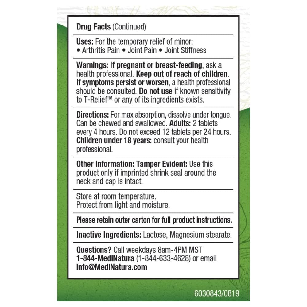 T-Relief Arthritis Arnica +12 Pain Relieving Natural Medicines Help Reduce Soreness Stiffness Aches & Pains in Joints Naturally - 100 Tablets (2 Pack) - TrustMedUSA