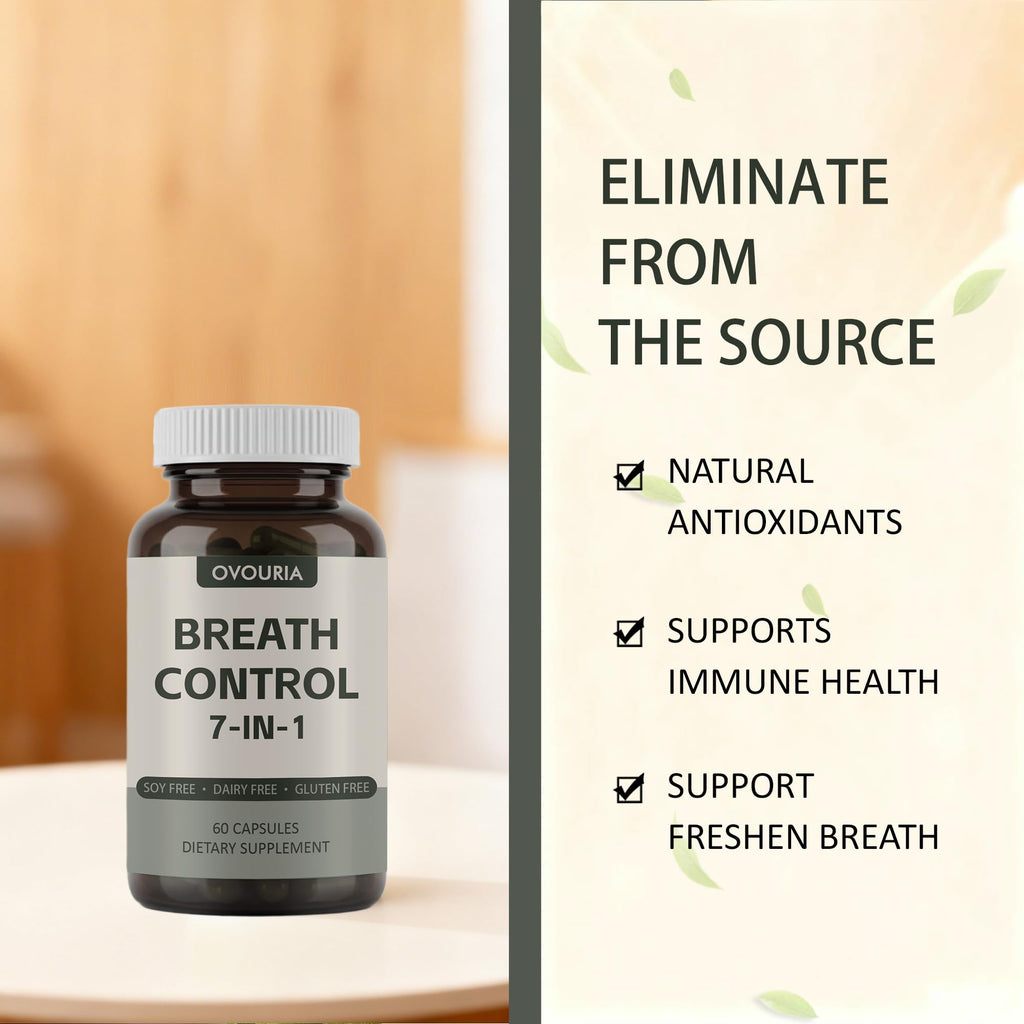 TANSPRESSO ovouria Breath & Gut Balance Capsules - 7-in-1 Formula with Probiotics, Zinc Gluconate & Magnesium Citrate for Fresh Breath, Chronic Halitosis Relief & Digestive Wellness, 60 Count(1pc) - TrustMedUSA