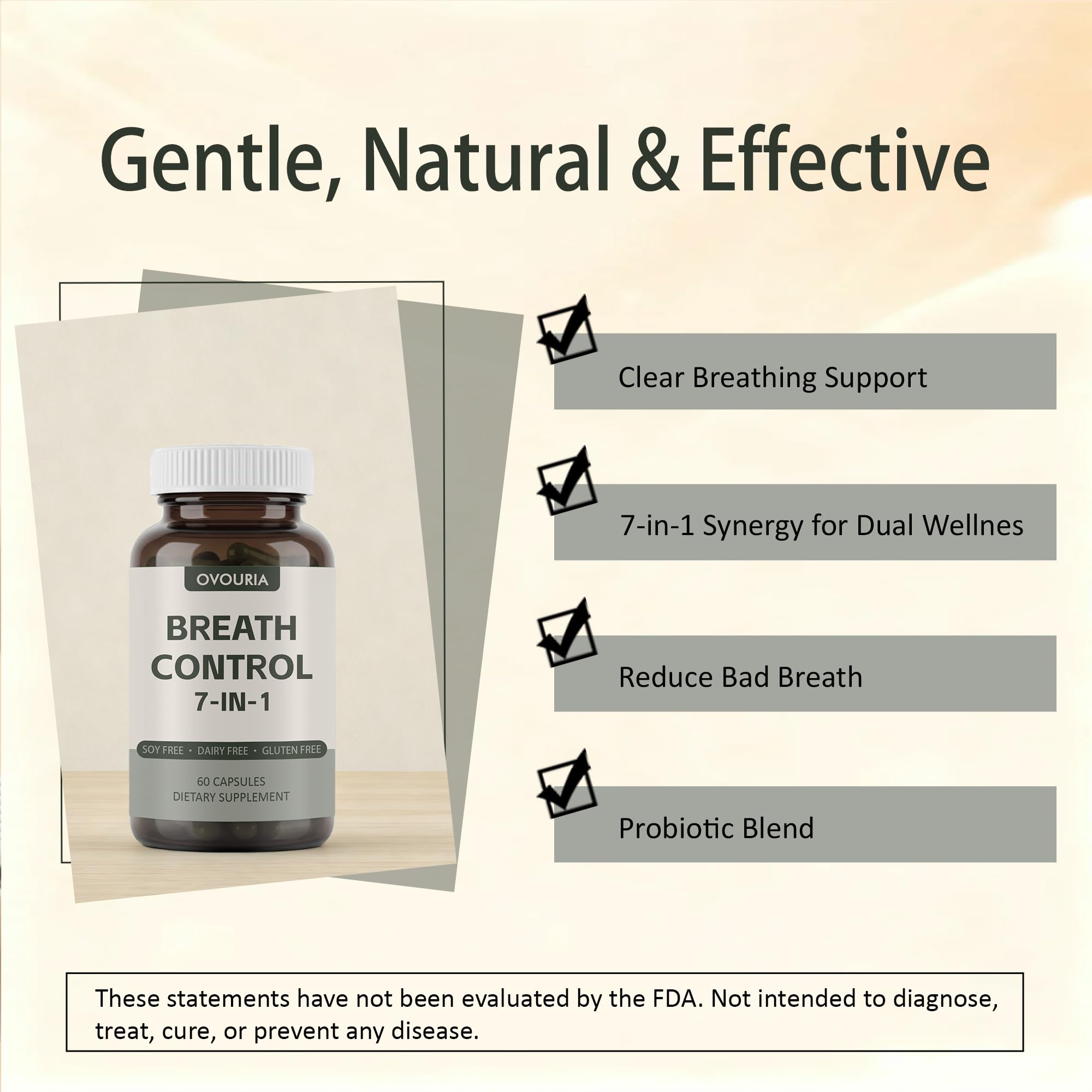 TANSPRESSO ovouria Breath & Gut Balance Capsules - 7-in-1 Formula with Probiotics, Zinc Gluconate & Magnesium Citrate for Fresh Breath, Chronic Halitosis Relief & Digestive Wellness, 60 Count(1pc) - TrustMedUSA