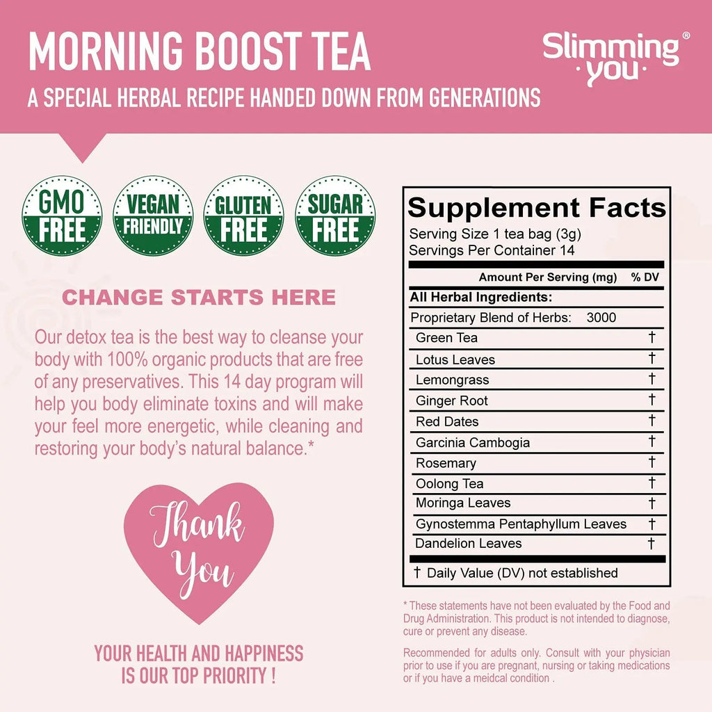 TAOISTEA 14 Day Detox Tea for Weight Loss, Body Cleanse, Metabolism Boost - Morning - TrustMedUSA