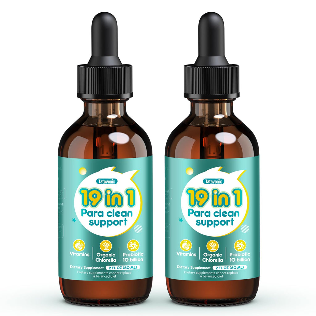 Tatavonix 19 in 1 Herbal Gut Cleanse Drops – Wormwood, Black Walnut, Chlorella 250mg, 10B Probiotics, Clove & Oregano – Liquid Detox Support for Adults & Kids, Alcohol-Free, 4oz - TrustMedUSA