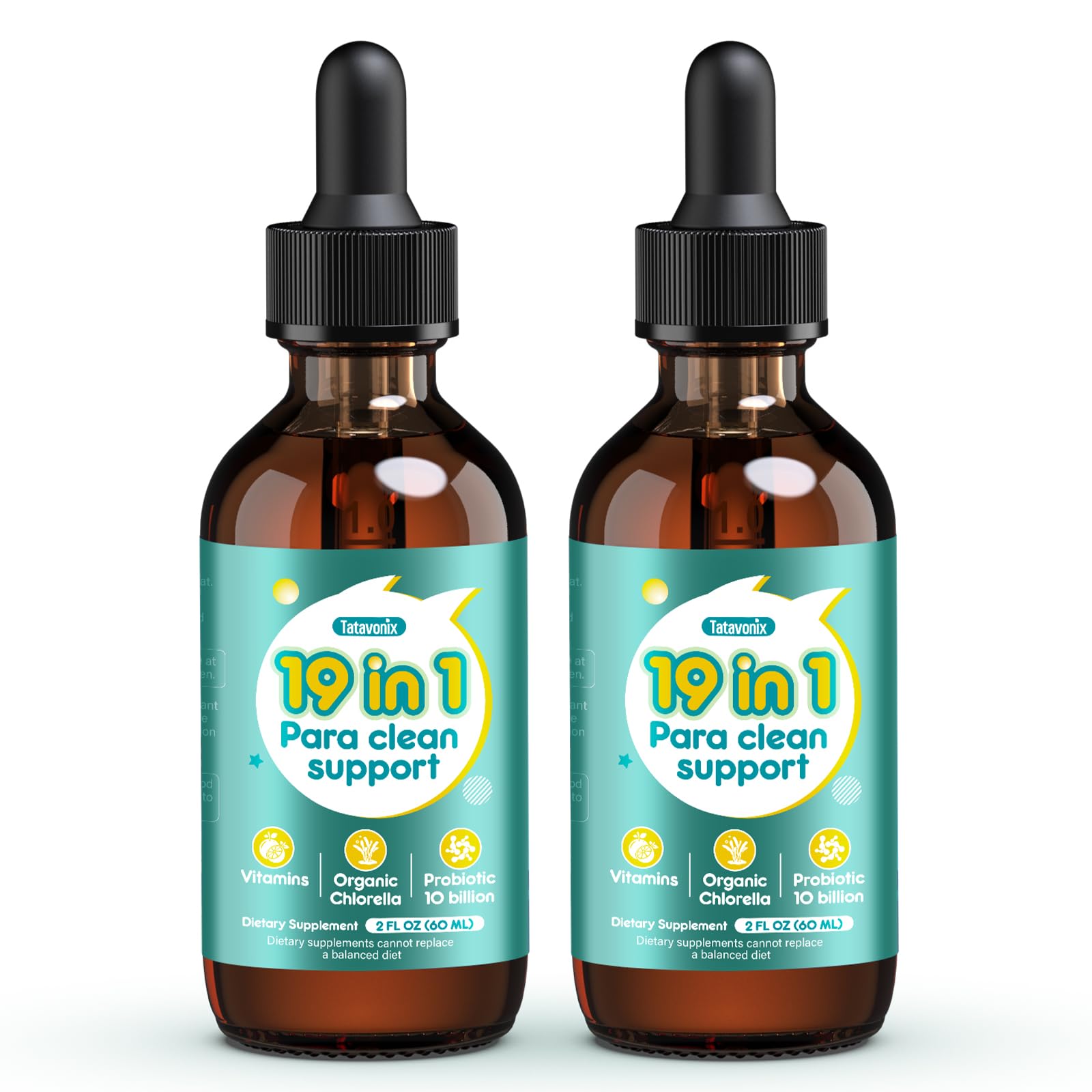 Tatavonix 19 in 1 Herbal Gut Cleanse Drops – Wormwood, Black Walnut, Chlorella 250mg, 10B Probiotics, Clove & Oregano – Liquid Detox Support for Adults & Kids, Alcohol-Free, 4oz - TrustMedUSA