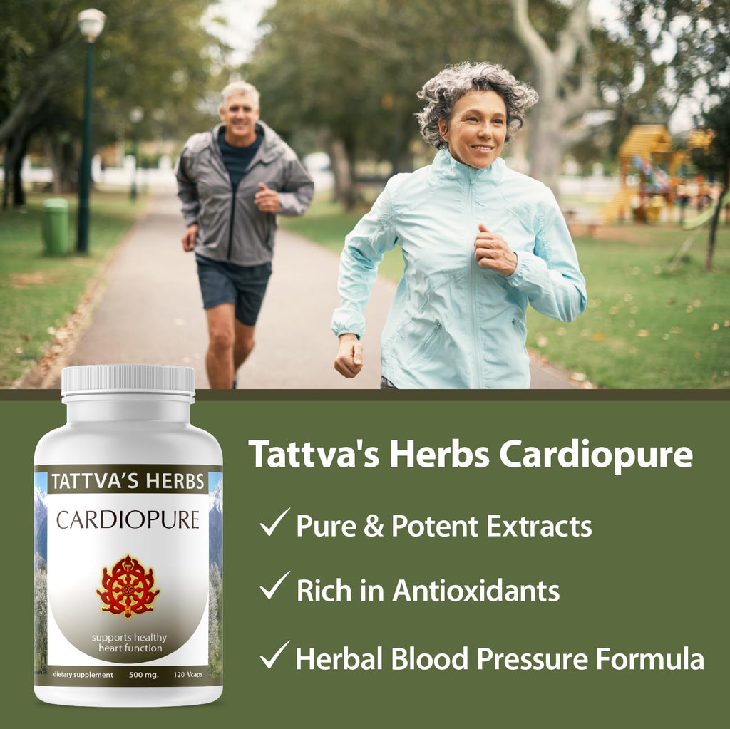 Tattva's Herbs Cardiopure Herbal Ayurvedic Supplement Vegetarian Capsules, Ashwagandha, Rauwolfia, & Arjuna Full Spectrum Co2 Extracts, Veggie Capsules, 240 Count, 25 Years of Premium Service - TrustMedUSA