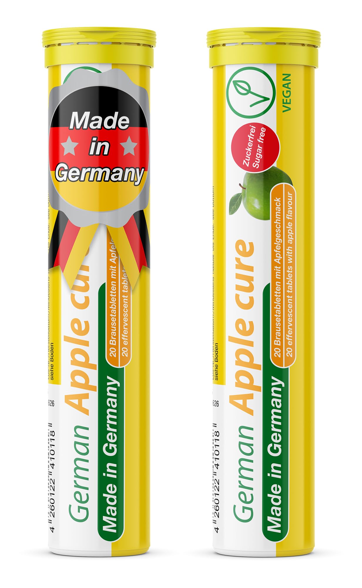 T&D German Apple Cure - 40 Vegan Drink Effervescent Tablets - Apple Flavor - Made in Germany - Maple Wellness Supplements