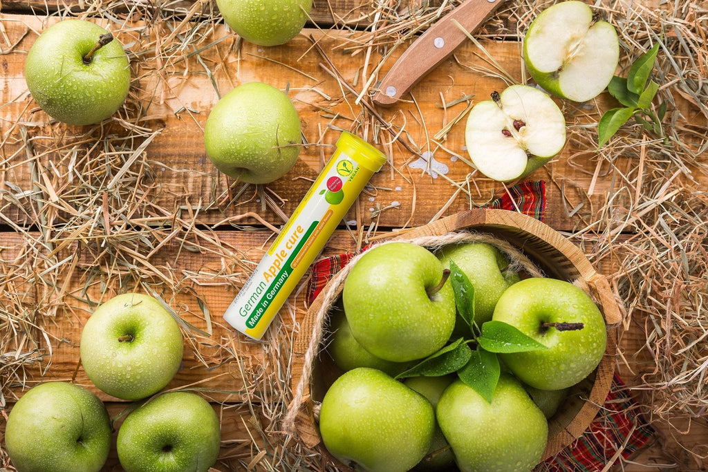 T&D German Apple Cure - 40 Vegan Drink Effervescent Tablets - Apple Flavor - Made in Germany - Maple Wellness Supplements