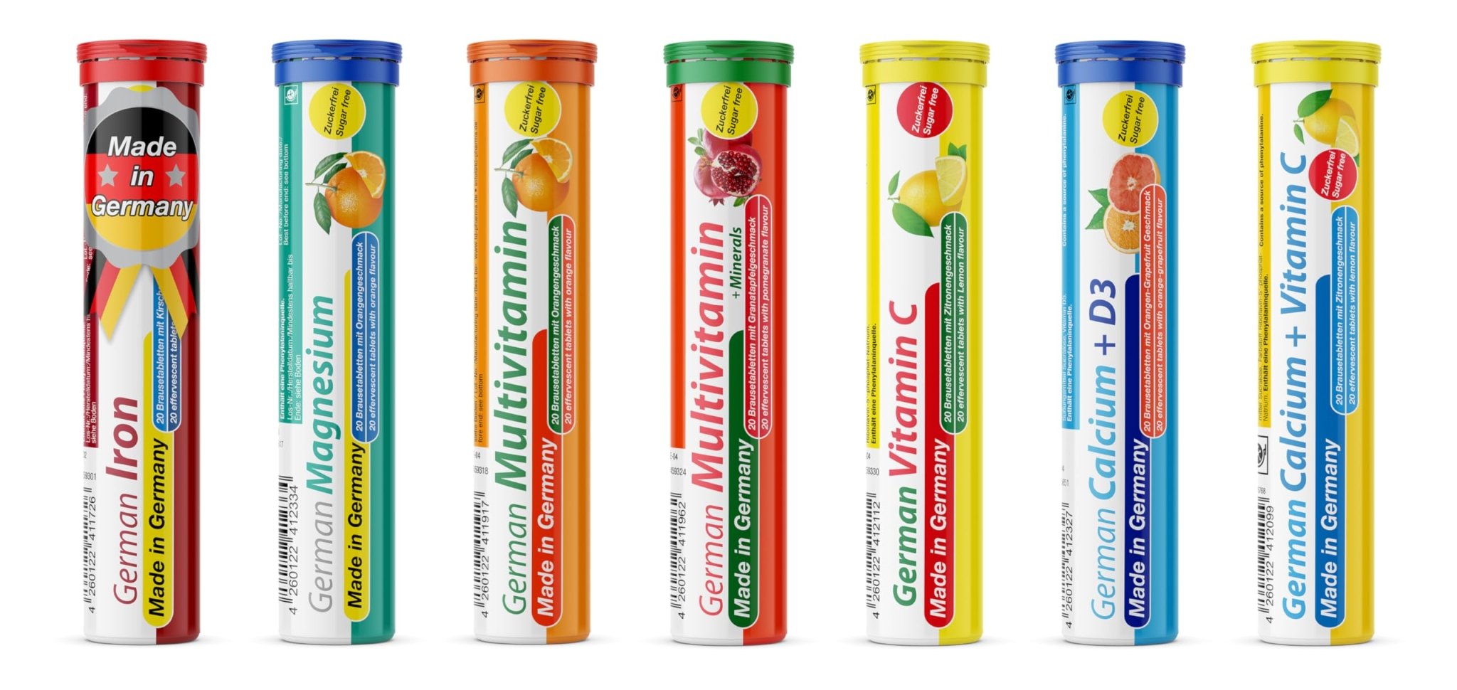 T&D German Vitamin, Minerals - 140 Vegan/Vegetarian Drink Effervescent Tablets - Mixed Fruit Flavor Box - Made in Germany - Maple Wellness Supplements