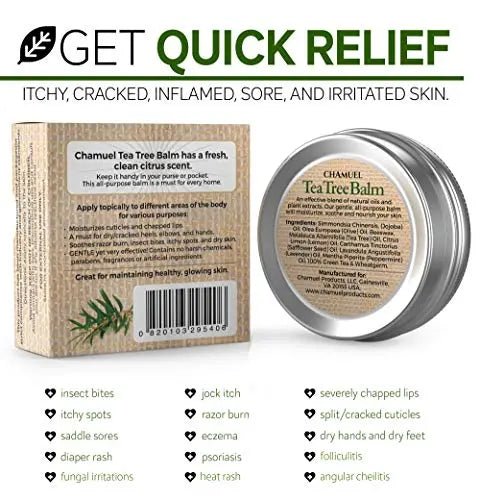 TEA TREE OIL BALM -100% All Natural | Great Cream for Soothing Irritations like Eczema - TrustMedUSA