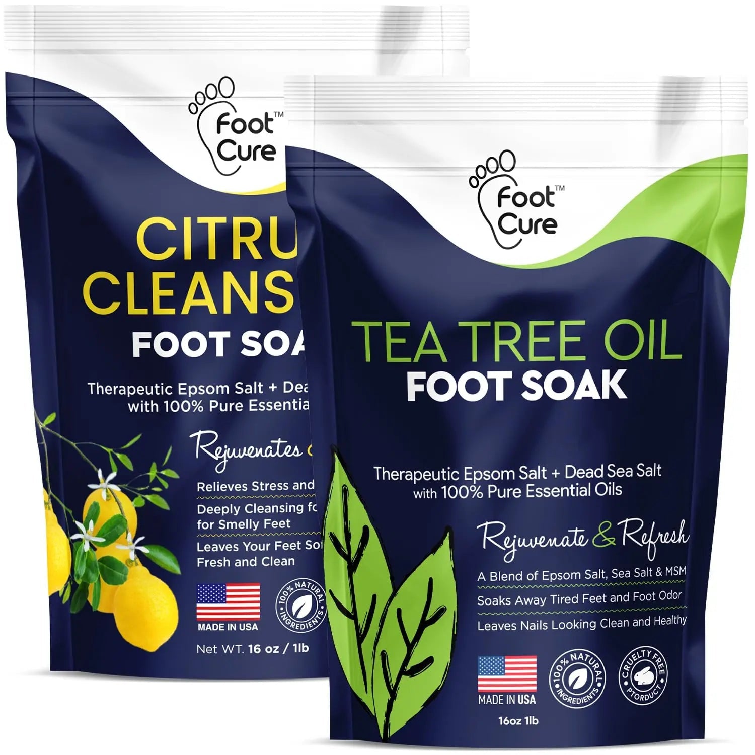 Tea Tree Oil & Citrus Detox Foot Soak with Epsom Salts - All Natural Salts for Post Workout - TrustMedUSA