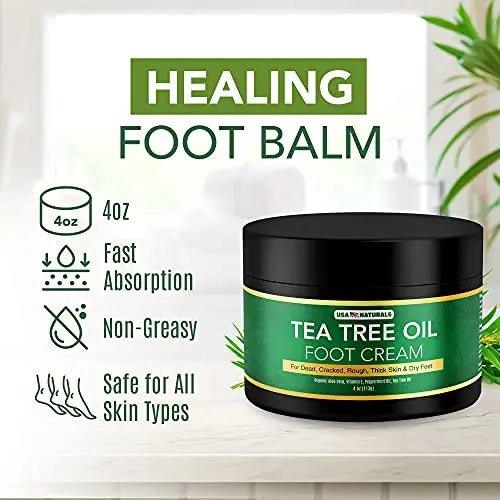 Tea Tree Oil Foot Cream For Dry Cracked Heels Repair - Natural Foot Cream For Dry Cracke - TrustMedUSA