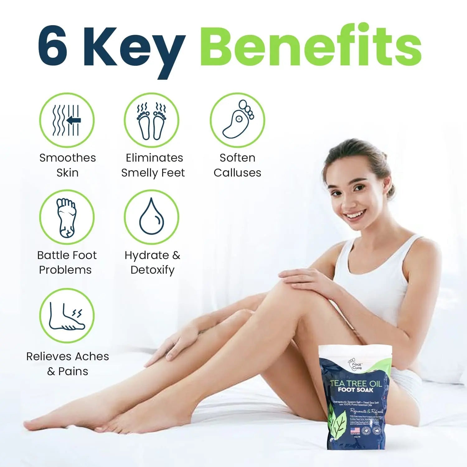 Tea Tree Oil Foot Soak with Epsom Salt - Best Toenail Fungus Treatment, Athletes - TrustMedUSA