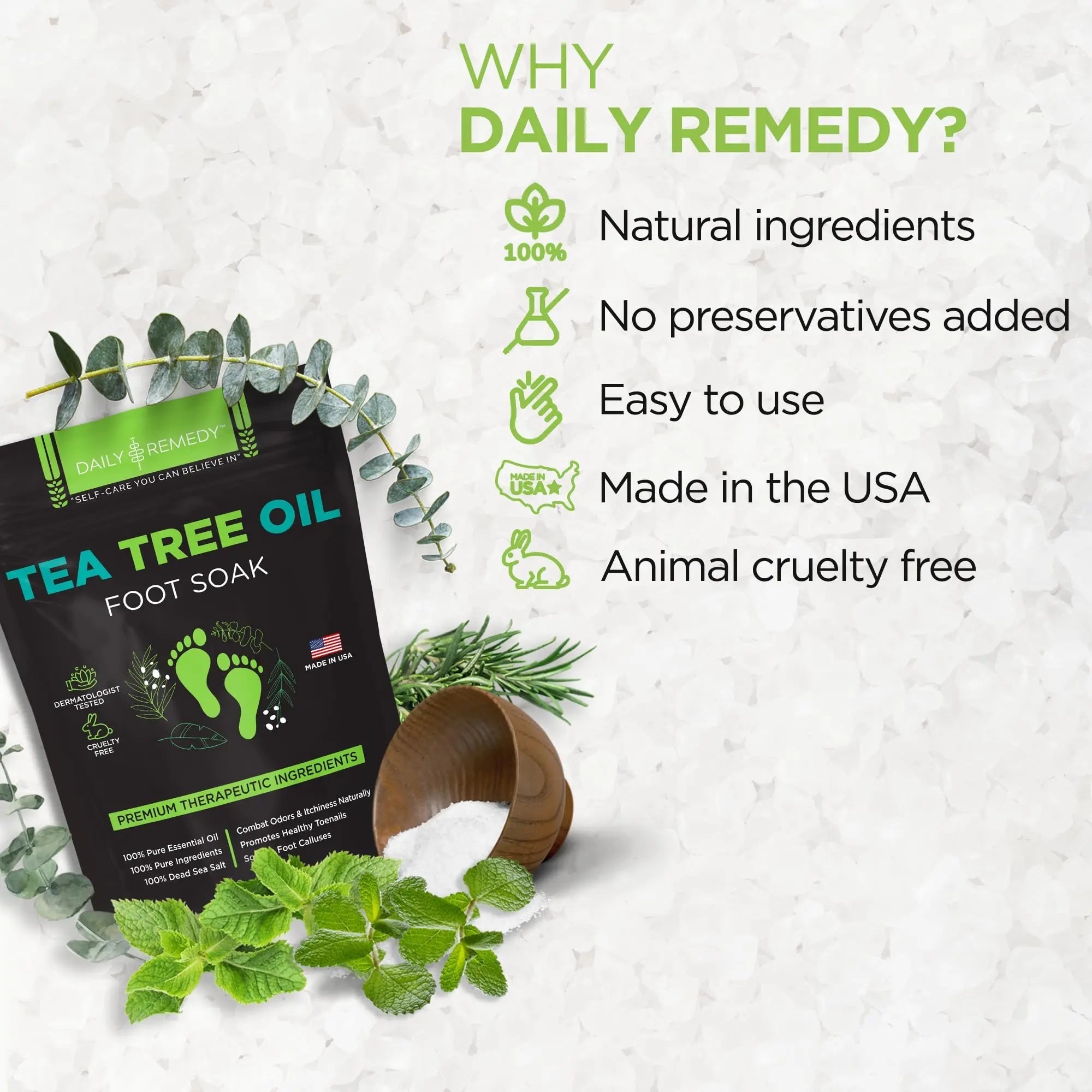 Tea Tree Oil Foot Soak with Epsom Salt - Made in USA - for Toenail Athletes Foot - TrustMedUSA
