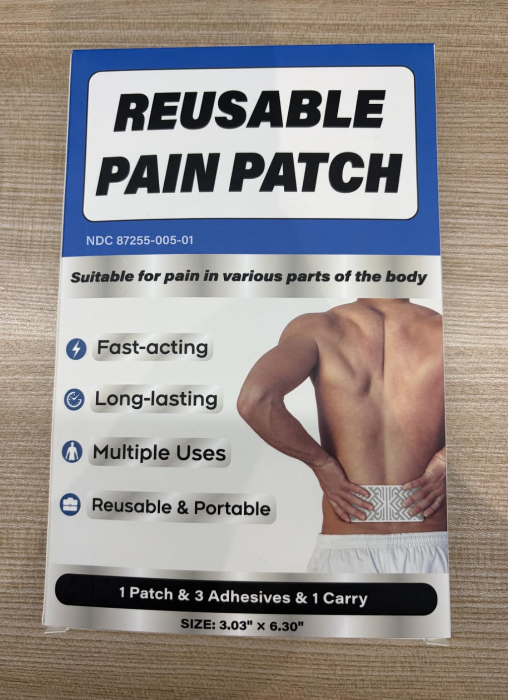 Teemofe Reusable Pain Patch, for Sore Muscle Relief - Pain Relief Patches for Back, Foot, Knee, Neck & More, Easy Adhesive Application, Fast Acting - Includes 1 Patch, 3 Adhesives&1 Carry Case-0327-1 - TrustMedUSA