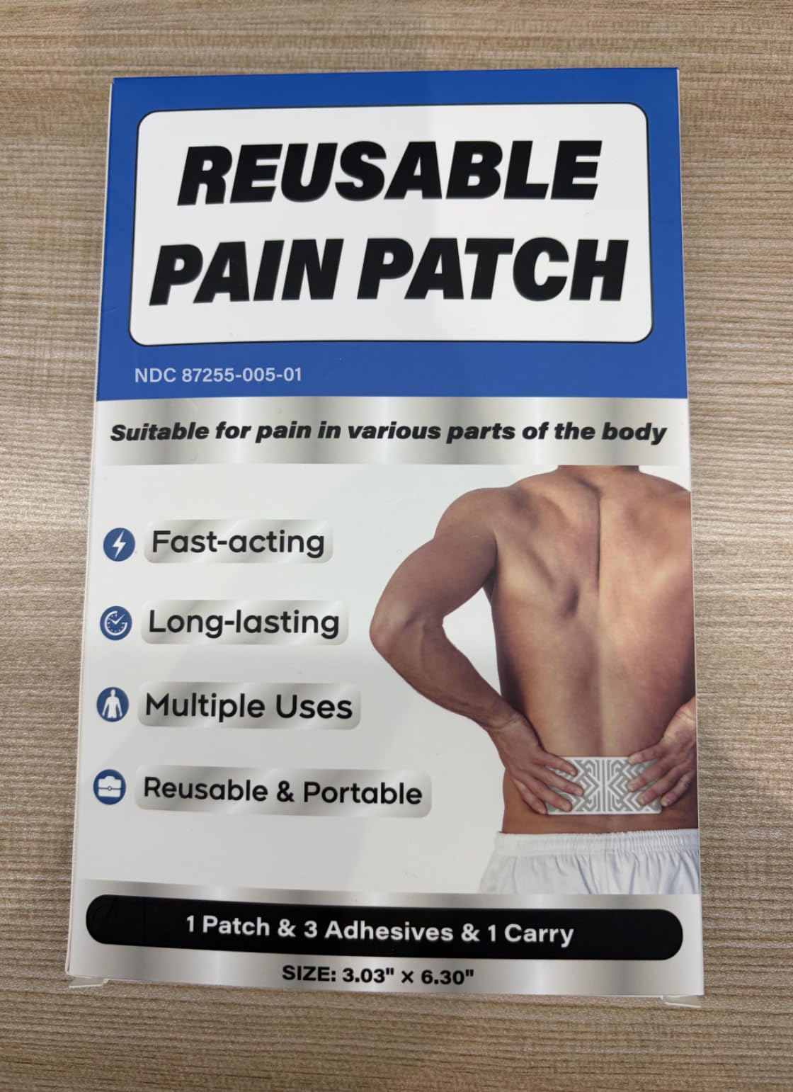 Teemofe Reusable Pain Patch, for Sore Muscle Relief - Pain Relief Patches for Back, Foot, Knee, Neck & More, Easy Adhesive Application, Fast Acting - Includes 1 Patch, 3 Adhesives&1 Carry Case-0327-1 - TrustMedUSA