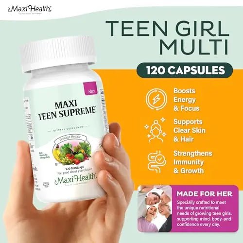 Teen Vitamins for Girls 12-17 - Teen Multivitamin D3, Iron, Calcium, Biotin, Zinc, Digestive Enzymes – Teenager Girl Multi Vitamins - TrustMedUSA