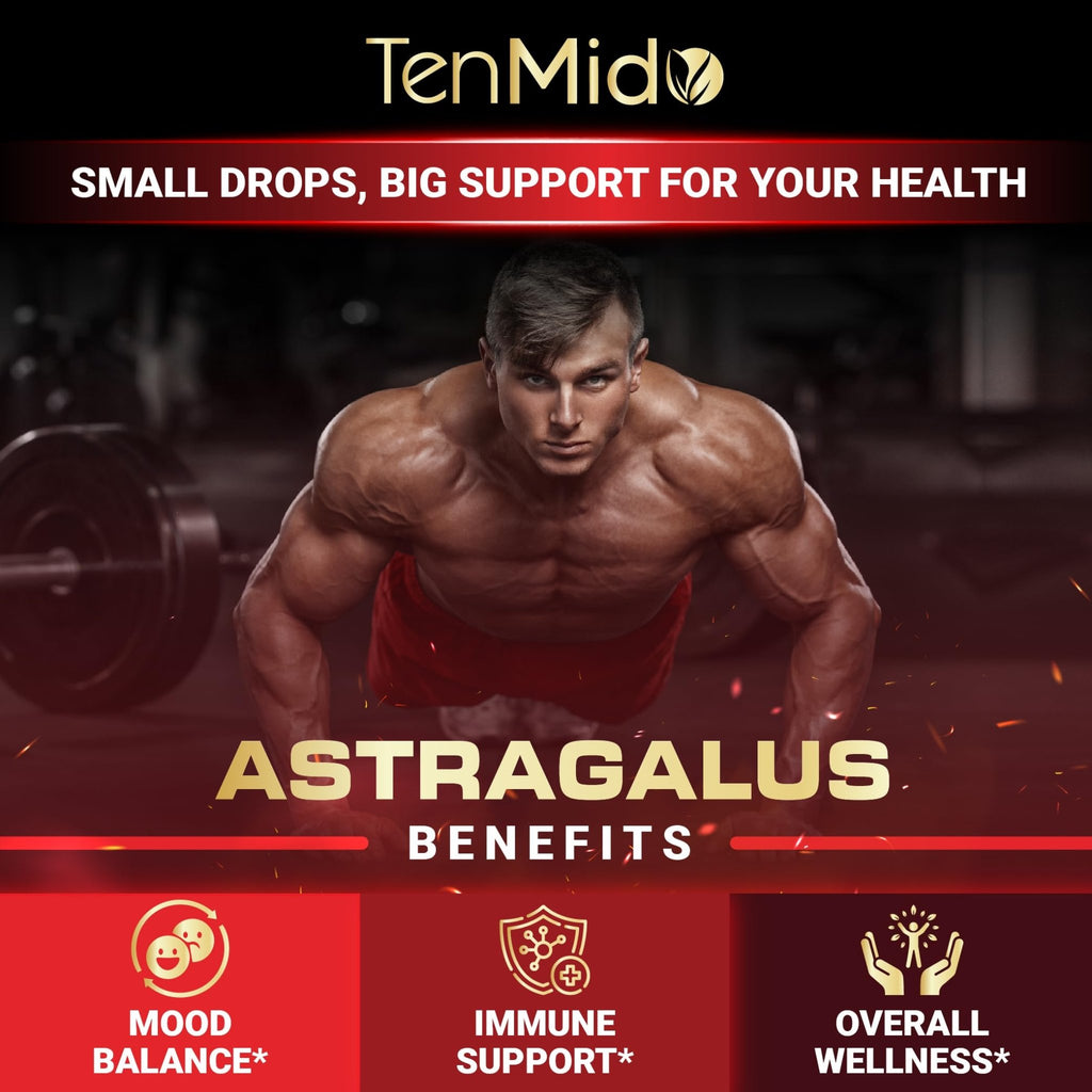 Tenmido 6-in-1 Astragalus Root Tincture - Herbal Extract Supplements with Quercetin, Rhodiola Rosea, Vitamin D3, Vitamin C, and Zinc - Vegan, Non-GMO - 30ml 1 Fl Oz - TrustMedUSA