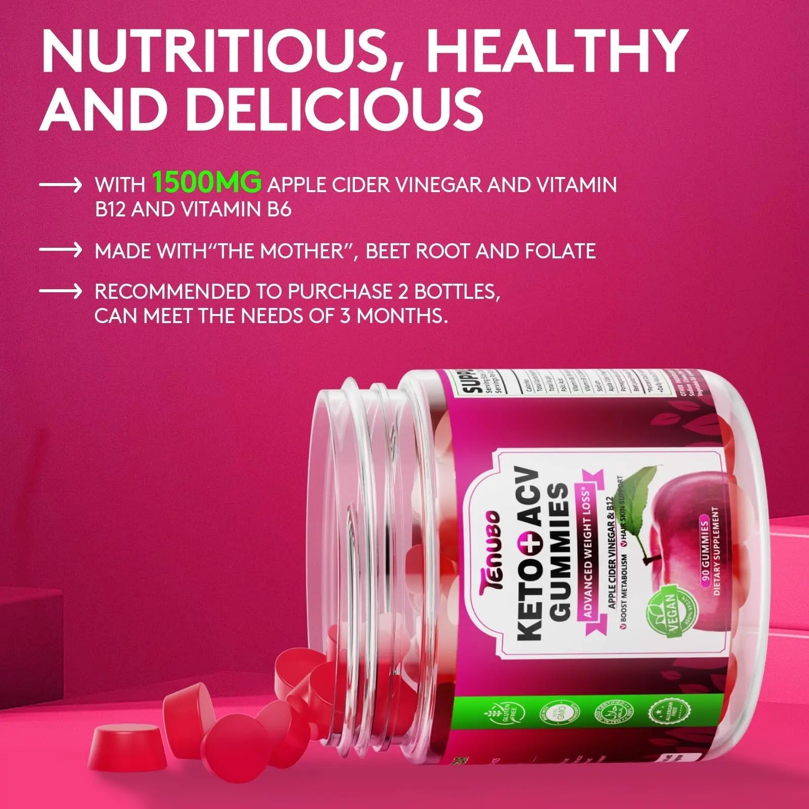 Tenubo Keto ACV Gummies Advanced Weight Loss - 90 Count Speedy Keto Acv - TrustMedUSA