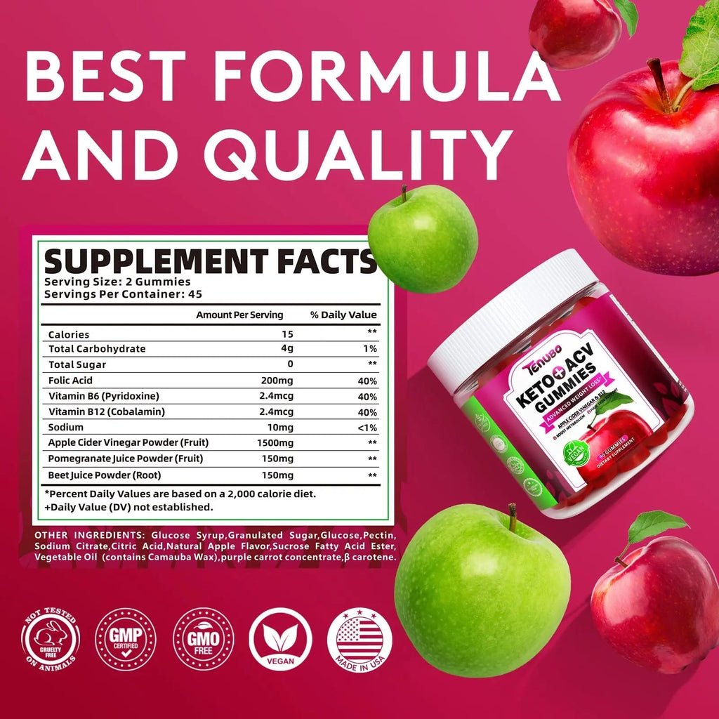 Tenubo Keto ACV Gummies Advanced Weight Loss - 90 Count Speedy Keto Acv - TrustMedUSA