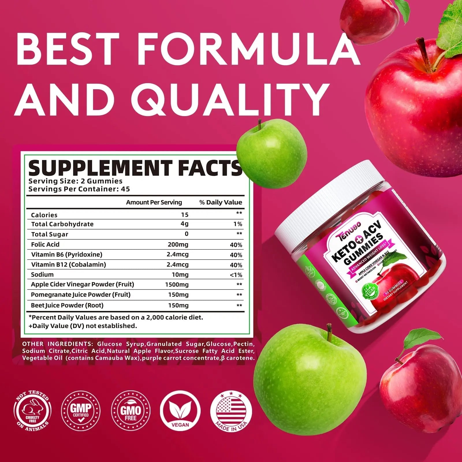 Tenubo Keto ACV Gummies Advanced Weight Loss - 90 Count Speedy Keto Acv - TrustMedUSA