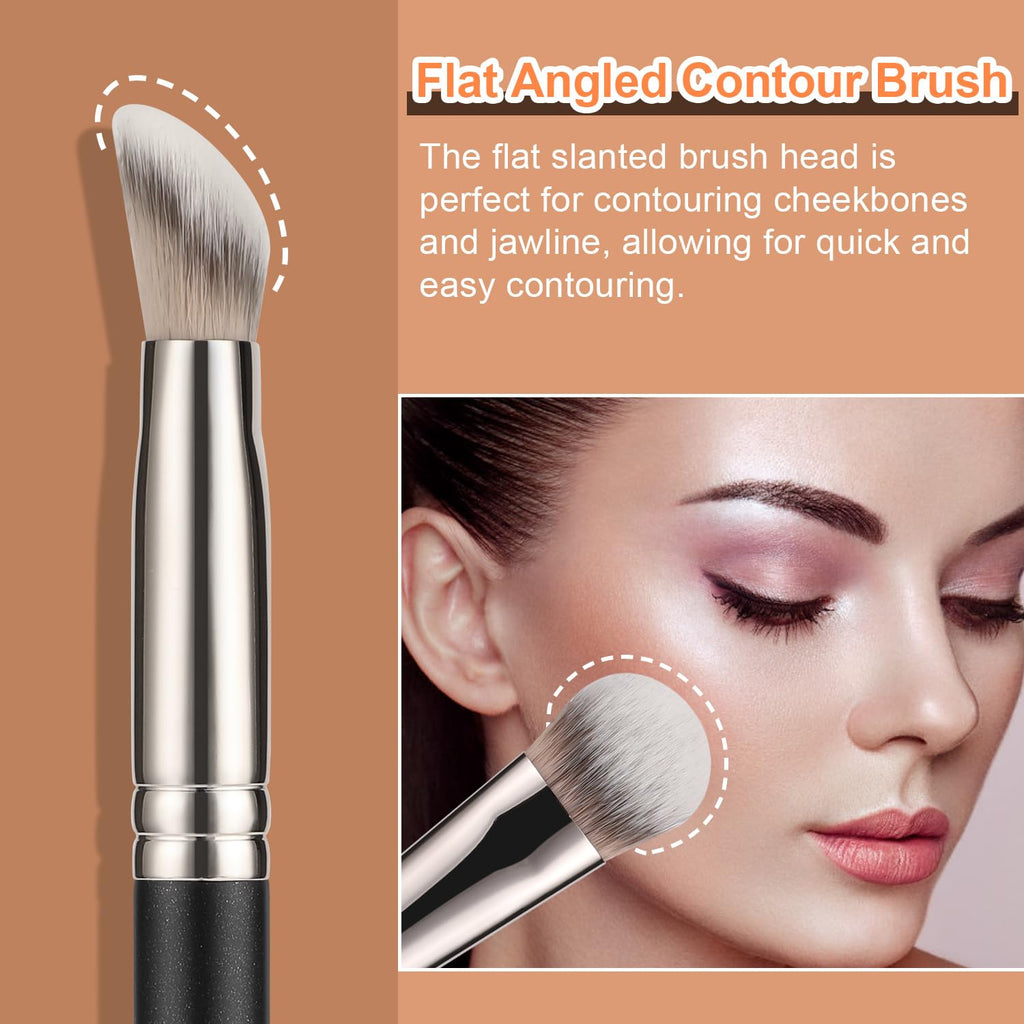 TEOYALL Angled Concealer Brush, Synthetic Contour Brush for Blending Setting Buffing with Liquid, Cream and Powder Cosmetic (Angled Brush) - TrustMedUSA
