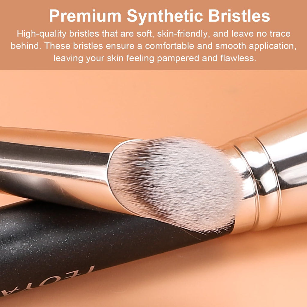 TEOYALL Angled Concealer Brush, Synthetic Contour Brush for Blending Setting Buffing with Liquid, Cream and Powder Cosmetic (Angled Brush) - TrustMedUSA
