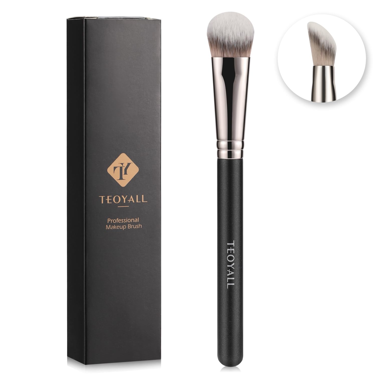 TEOYALL Angled Concealer Brush, Synthetic Contour Brush for Blending Setting Buffing with Liquid, Cream and Powder Cosmetic (Angled Brush) - TrustMedUSA