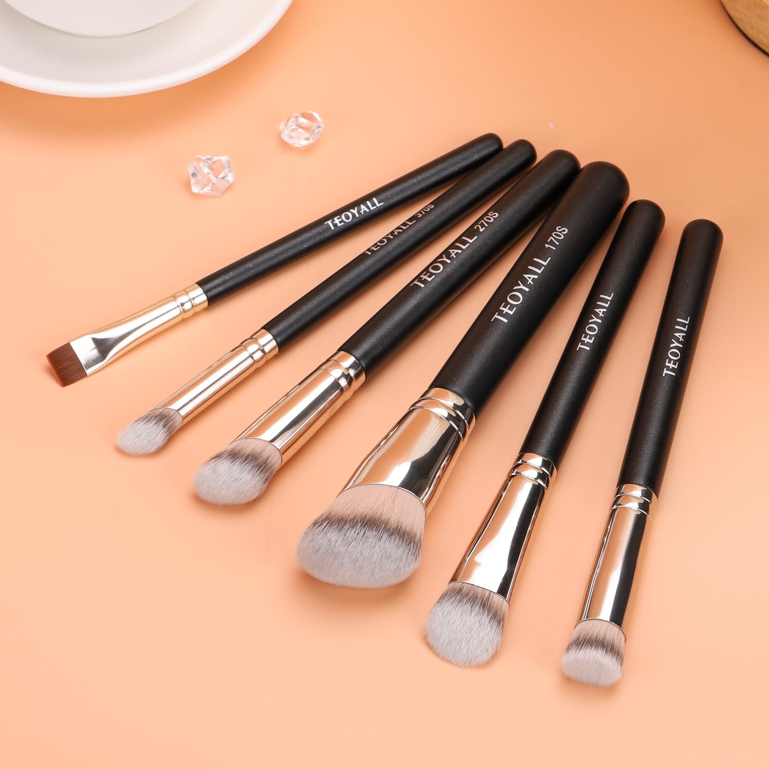 TEOYALL Foundation Contour Conceal Brush Set, 3PCS Angled Synthetic Kabuki Brush for Blending Setting Buffing with Liquid, Cream and Powder Cosmetic (170S/270S/370S) - TrustMedUSA