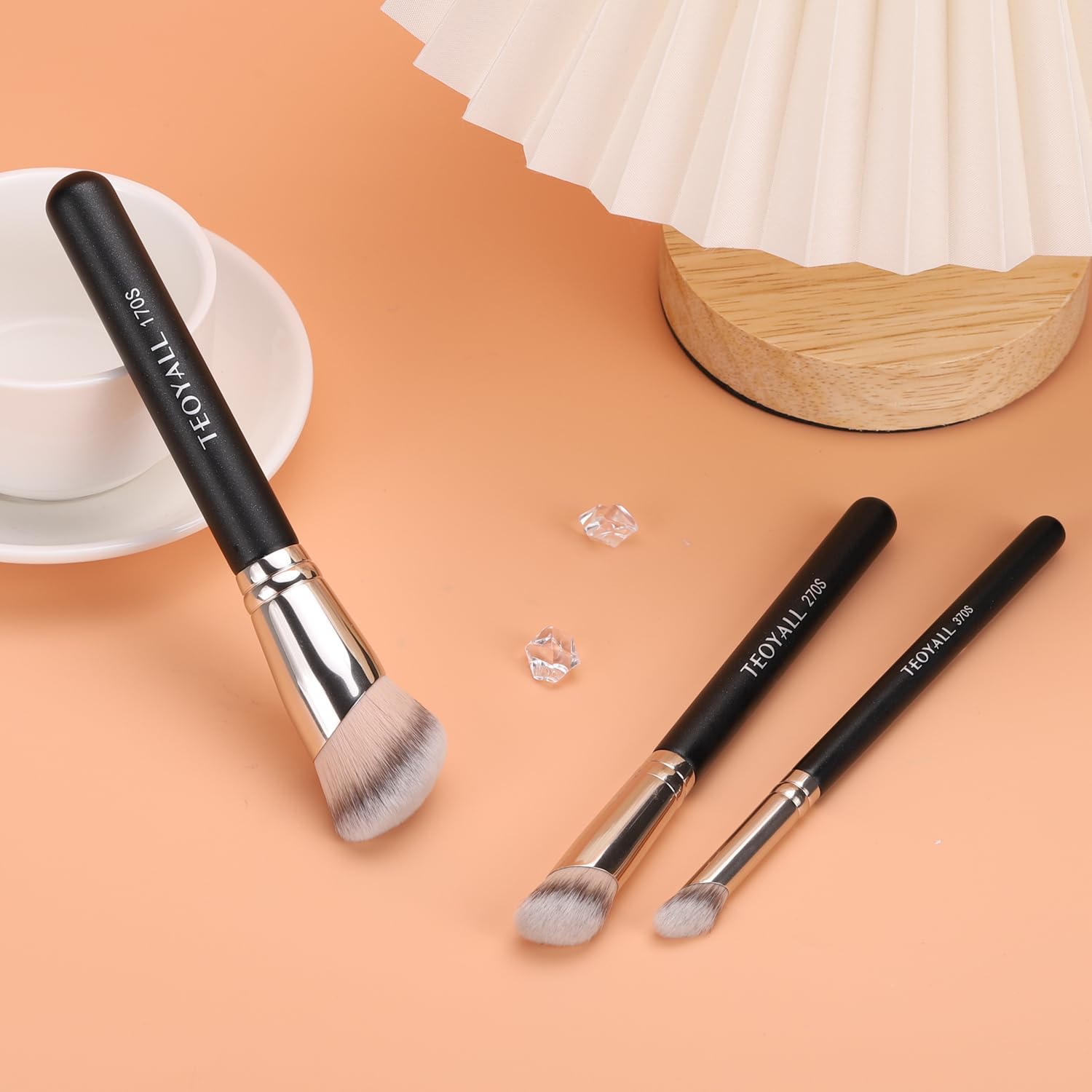 TEOYALL Foundation Contour Conceal Brush Set, 3PCS Angled Synthetic Kabuki Brush for Blending Setting Buffing with Liquid, Cream and Powder Cosmetic (170S/270S/370S) - TrustMedUSA