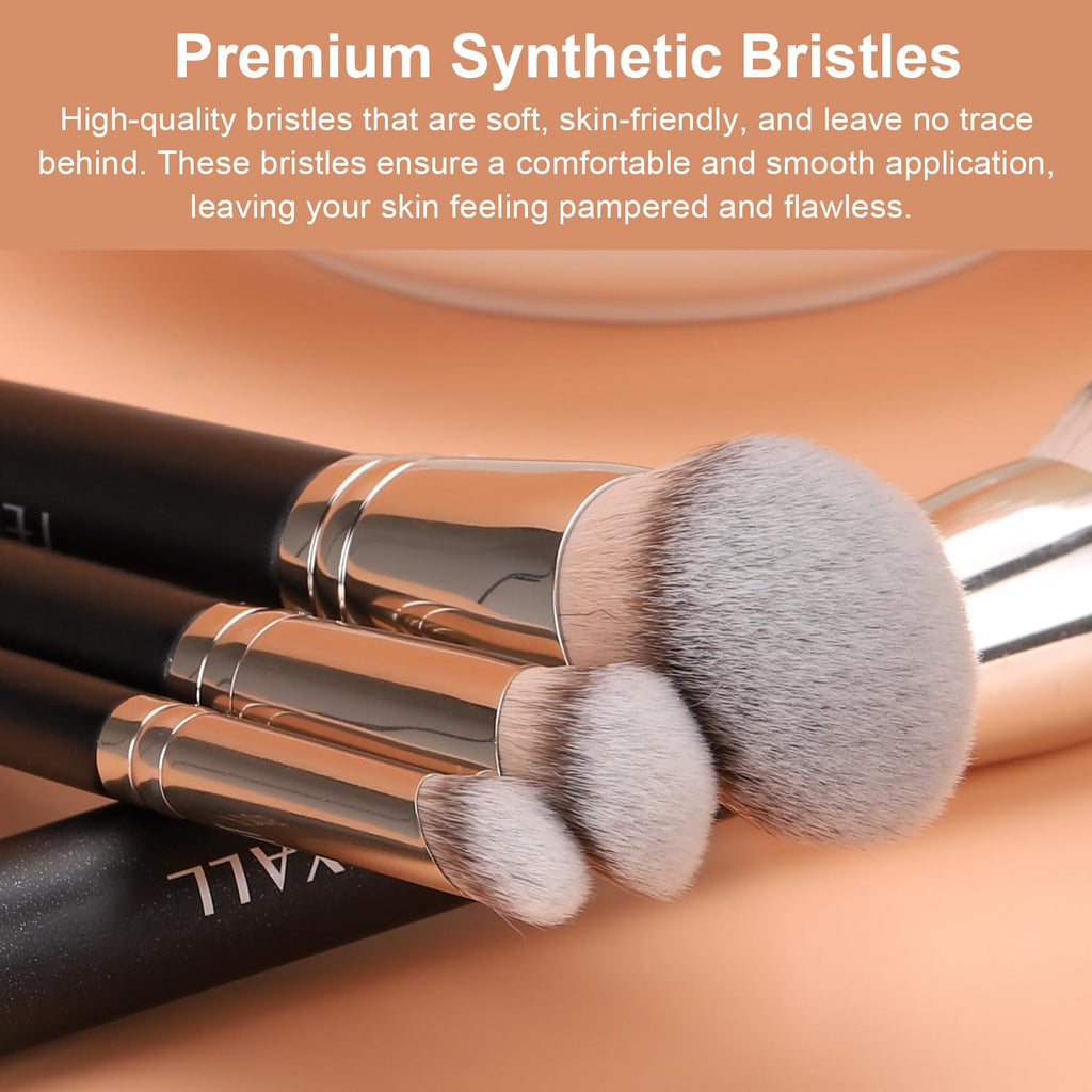 TEOYALL Foundation Contour Conceal Brush Set, 3PCS Angled Synthetic Kabuki Brush for Blending Setting Buffing with Liquid, Cream and Powder Cosmetic (170S/270S/370S) - TrustMedUSA