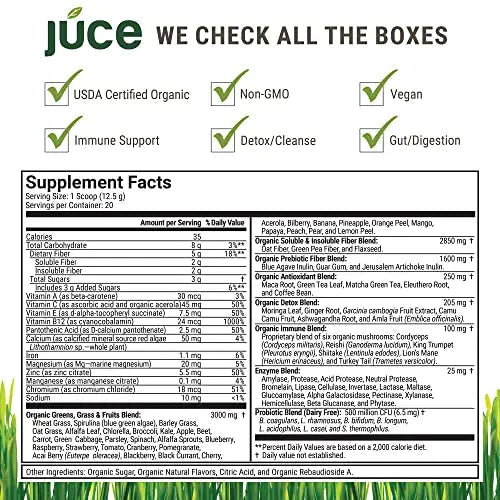 Terra Kai Organics JUCE Green Superfood Powder, Organic Fruits and Veggies Supplement - TrustMedUSA