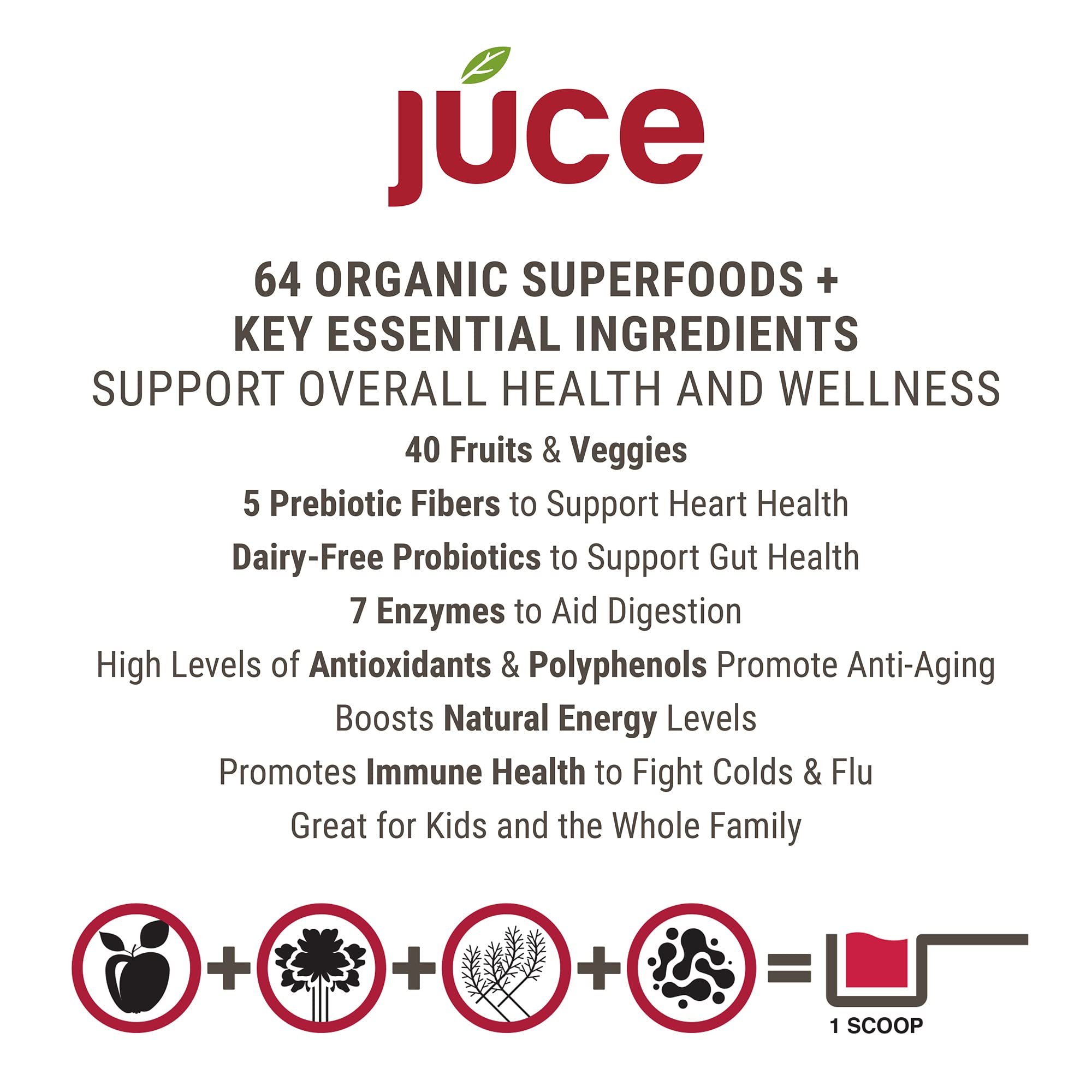 Terra Kai Organics JUCE Reds Organic Superfood Powder - Garden Berry Flavor | Fruit & Veggie Powder for Everyone w/64 Immune Boosting Superfood Plus Probiotics for Gut Health | 20 Servings (230g) - TrustMedUSA