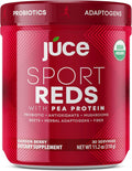 Terra Kai Organics Juce SR7 Sport Reds Organic Fruit & Veggies w/Pea Protein | 43 Superfoods, Antioxidants, Mushrooms, Beets, Herbal Adaptogens, Probiotic, Fiber, Garden Berry Flavor (30 Servings) - TrustMedUSA